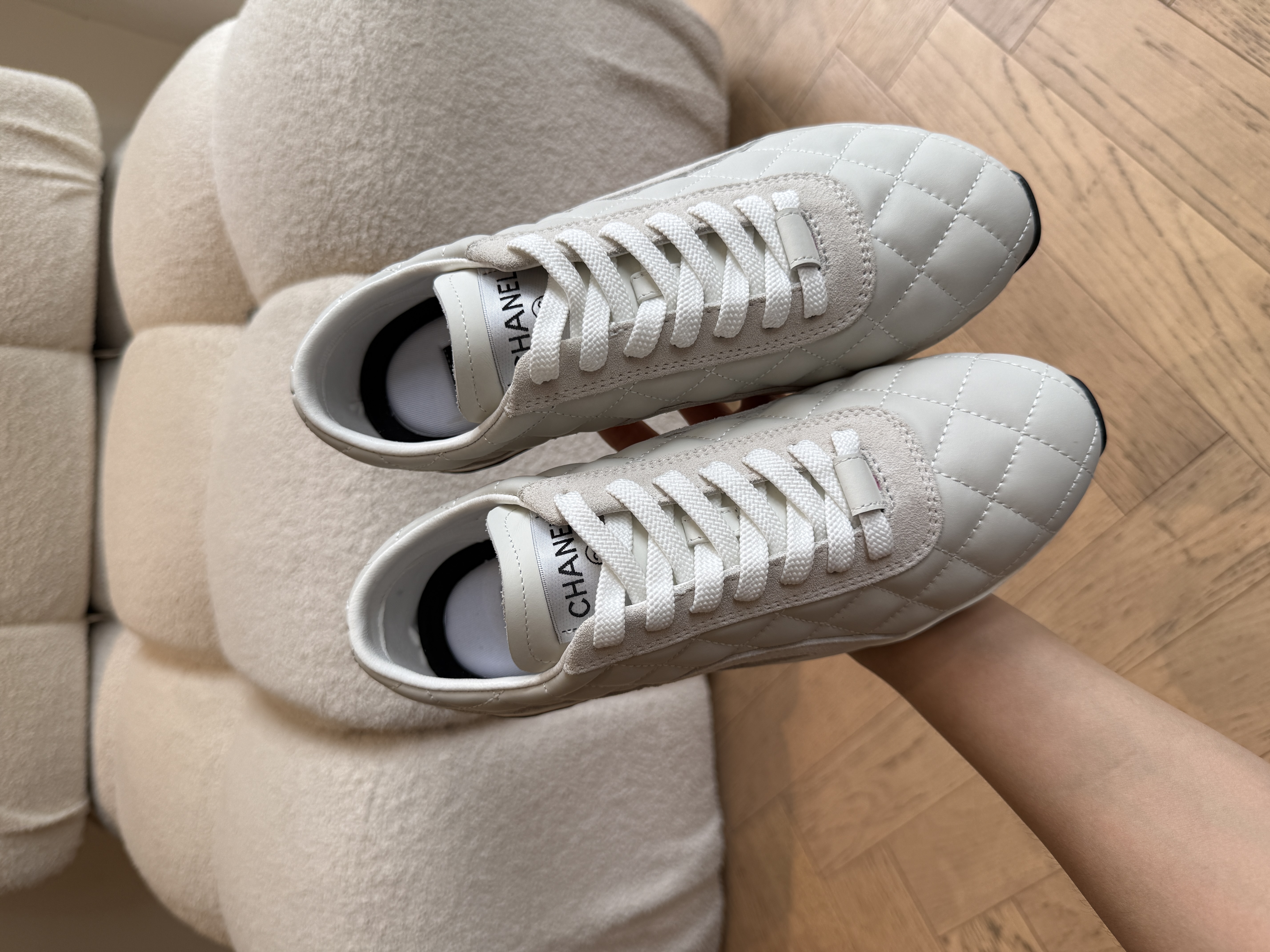 CHANEL Lambskin Quilted German Trainer Sneakers