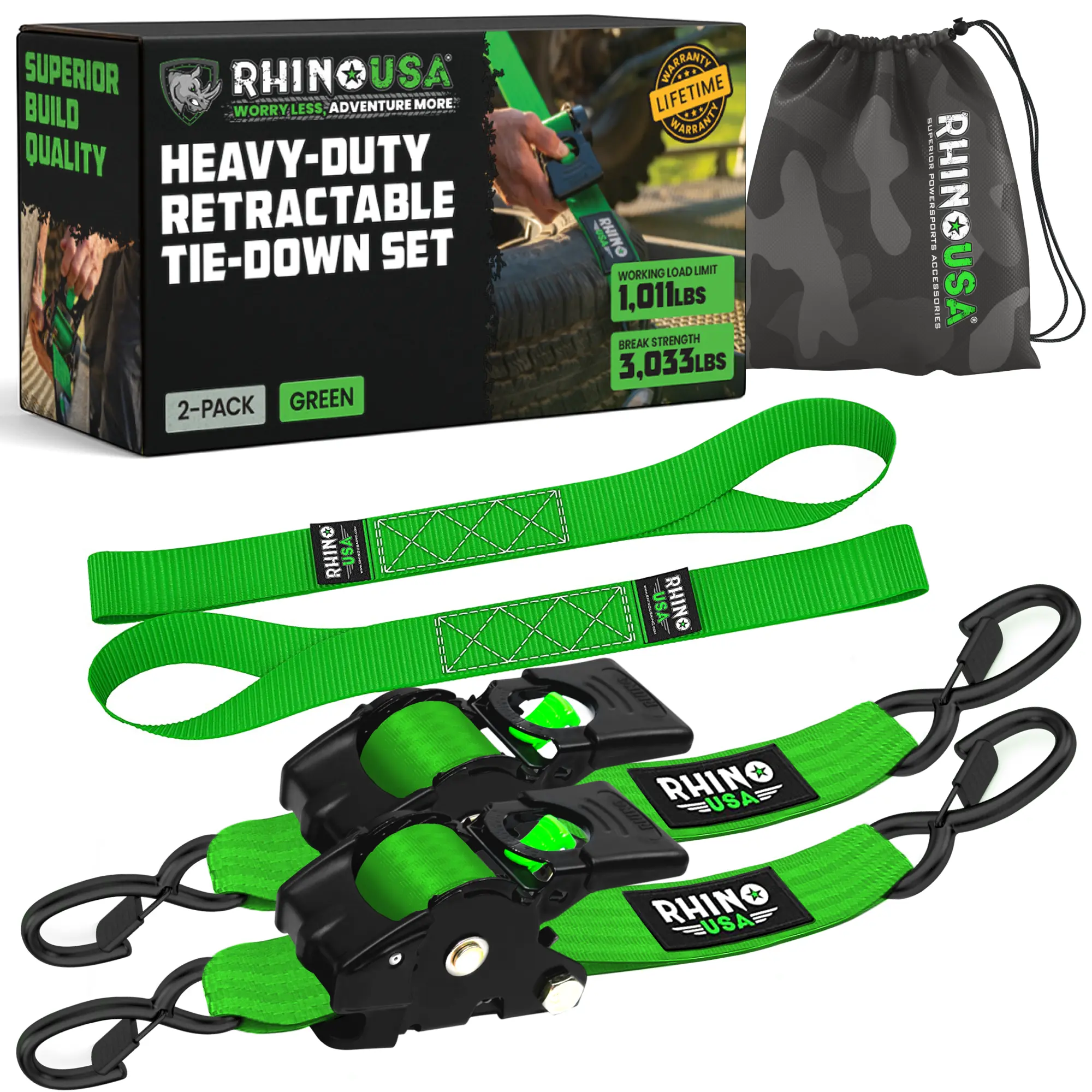 Rhino USA Retractable Ratchet Straps | 1