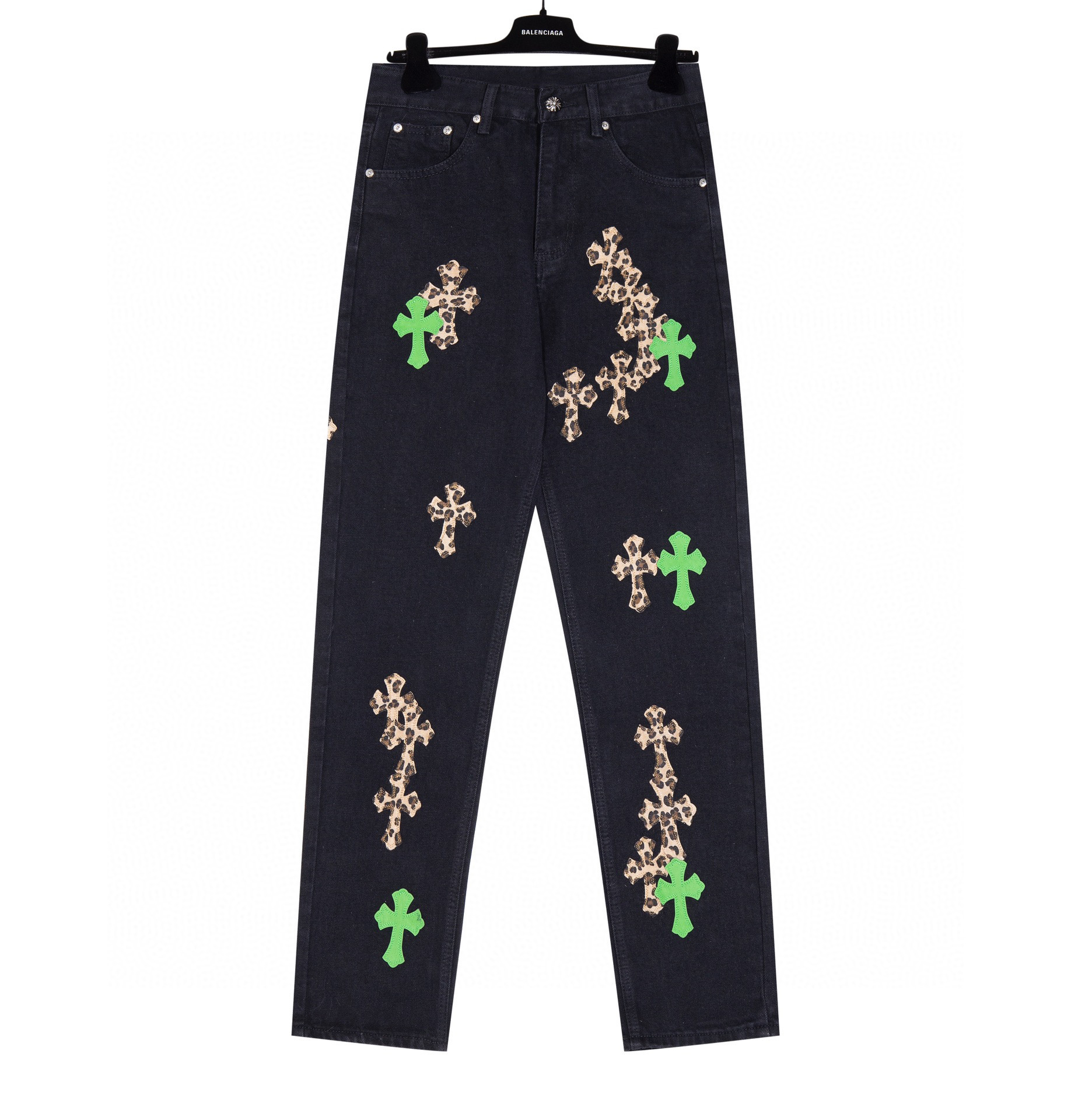 Chrome Hearts Leopard Cross Logo Jeans Black