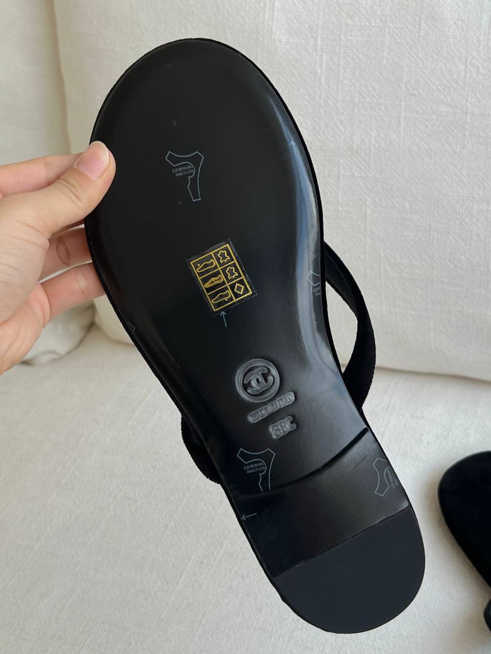 CHANEL CC Crystal-Embellished Suede Flip-Flops