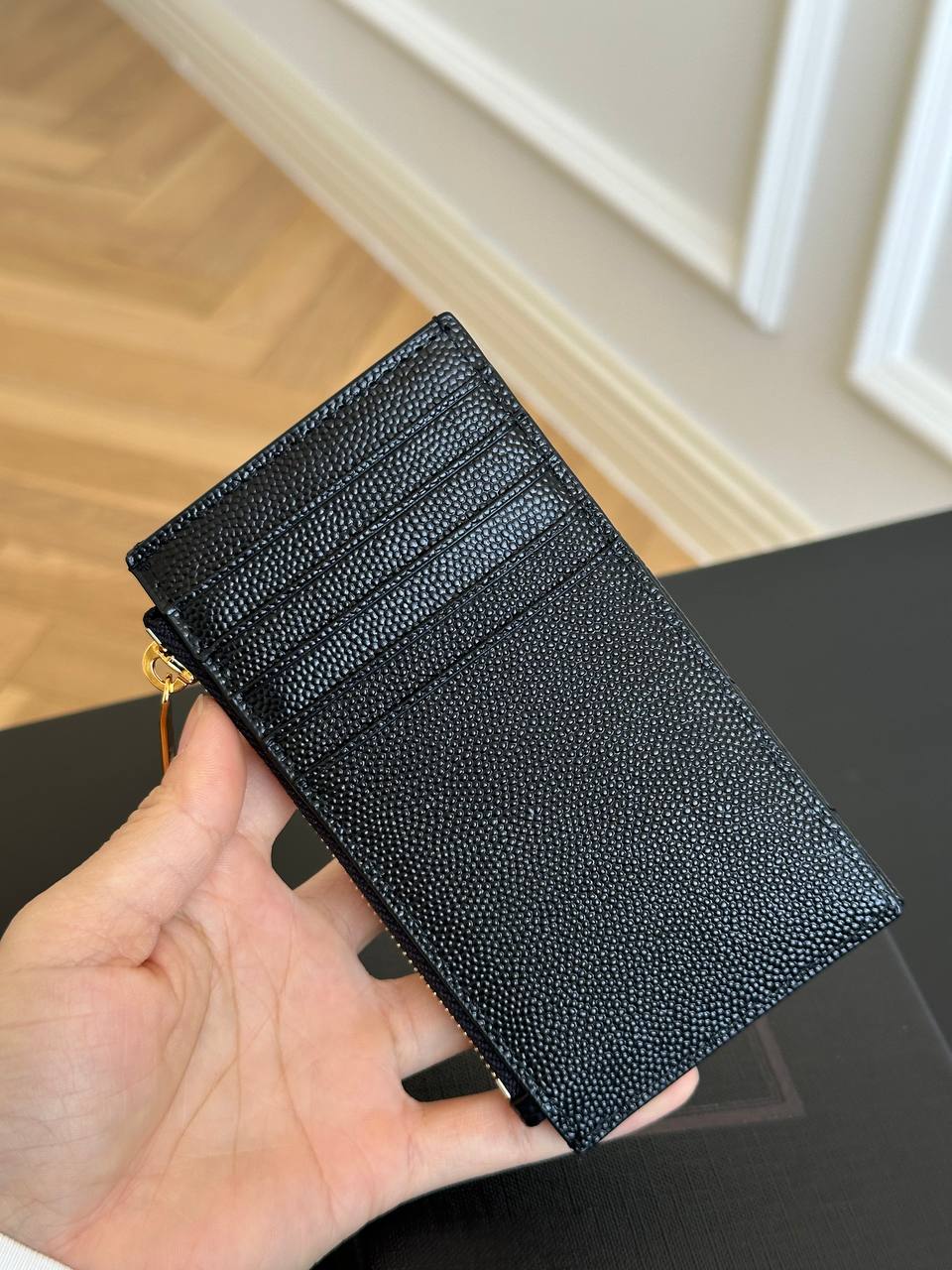 Saint Laurent Cassandre Matelassé Grain de Poudre Card Case / Coin Purse