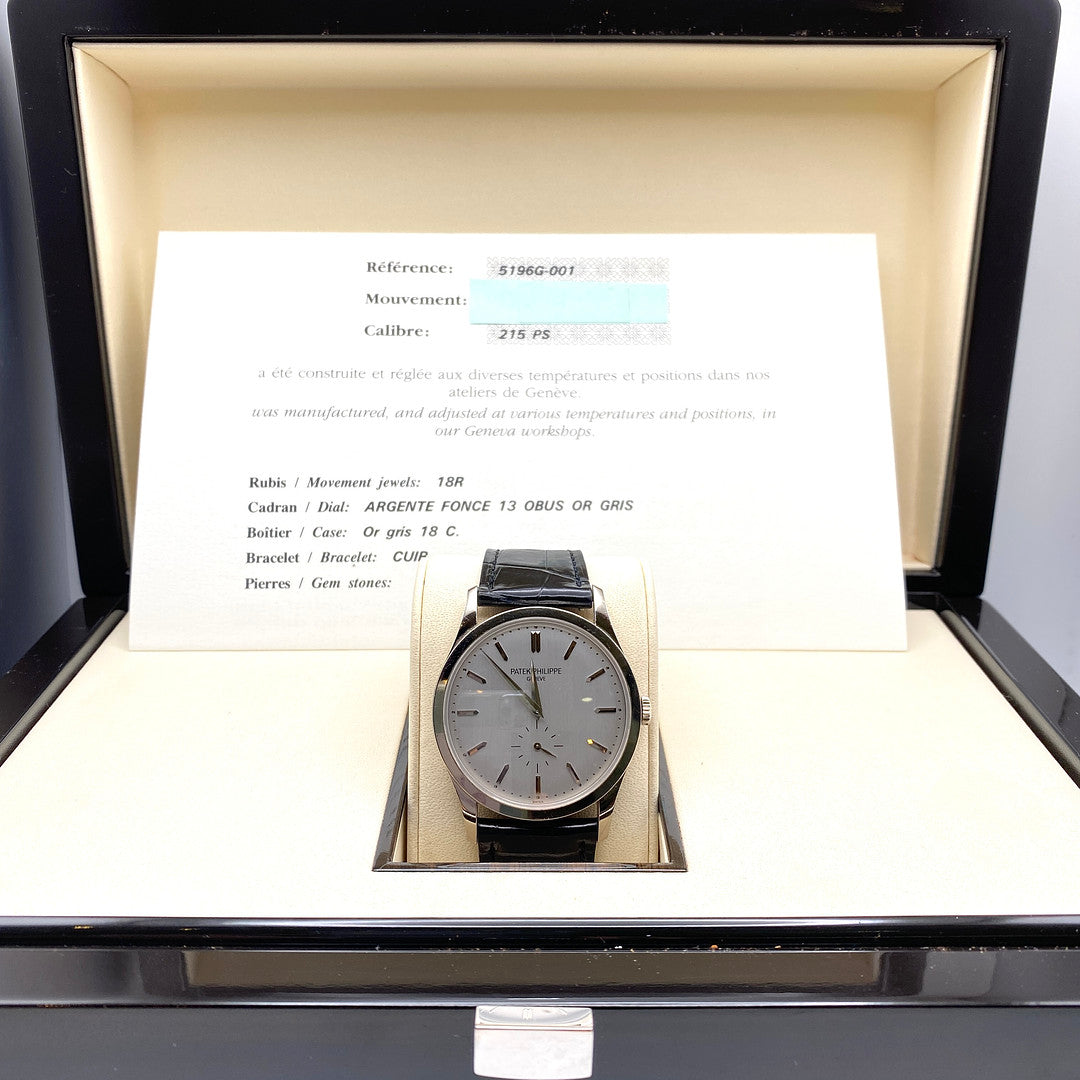 Patek Philippe Calatrava Manual Winding White Gold 5196G【1:1 Replica】
