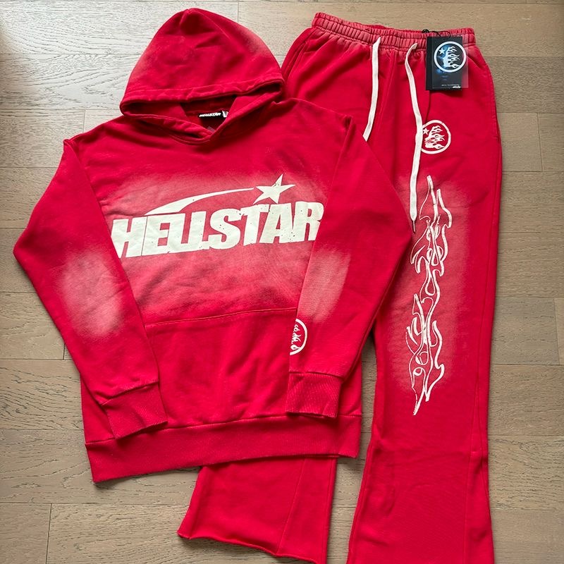 Faded Letter Logo Hoodie or Pants or Set Red Colors
