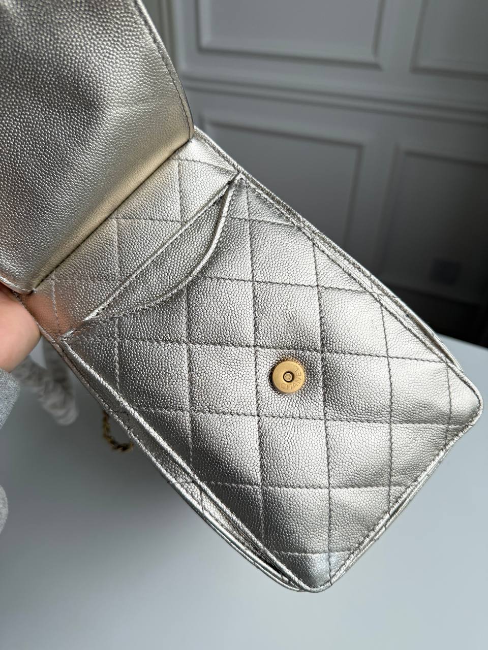 Chanel 25 Metallic Caviar Quilted Drawstring Bucket Bag