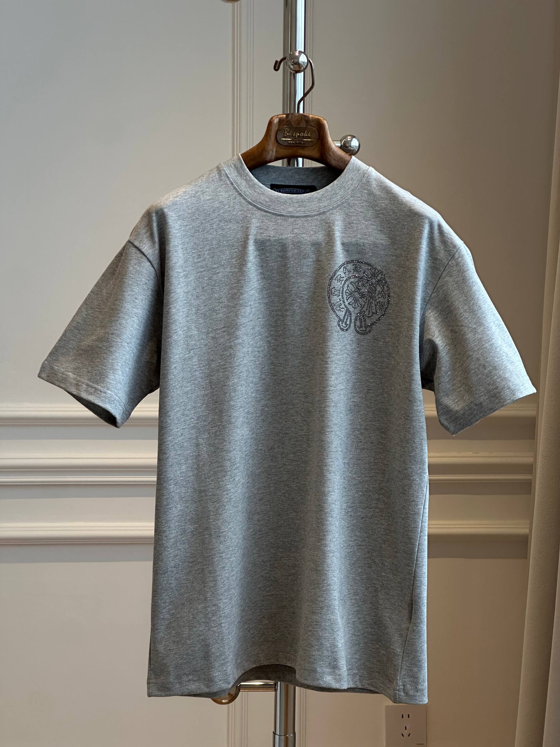 Chrome Hearts Rhinestone Crew Neck T-shirt (Heather Grey)