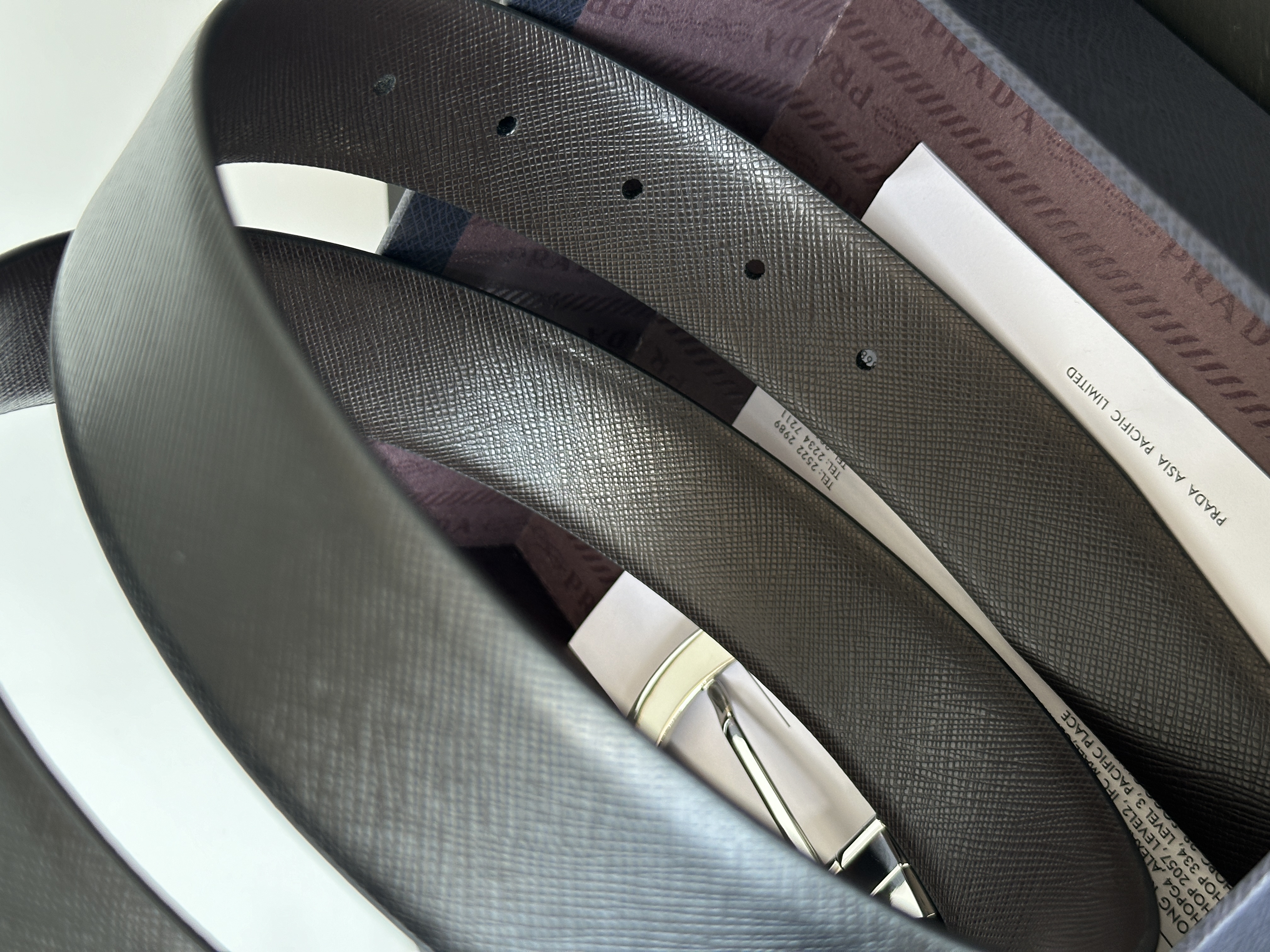 Prada Reversible Saffiano Leather Pin Buckle Belt