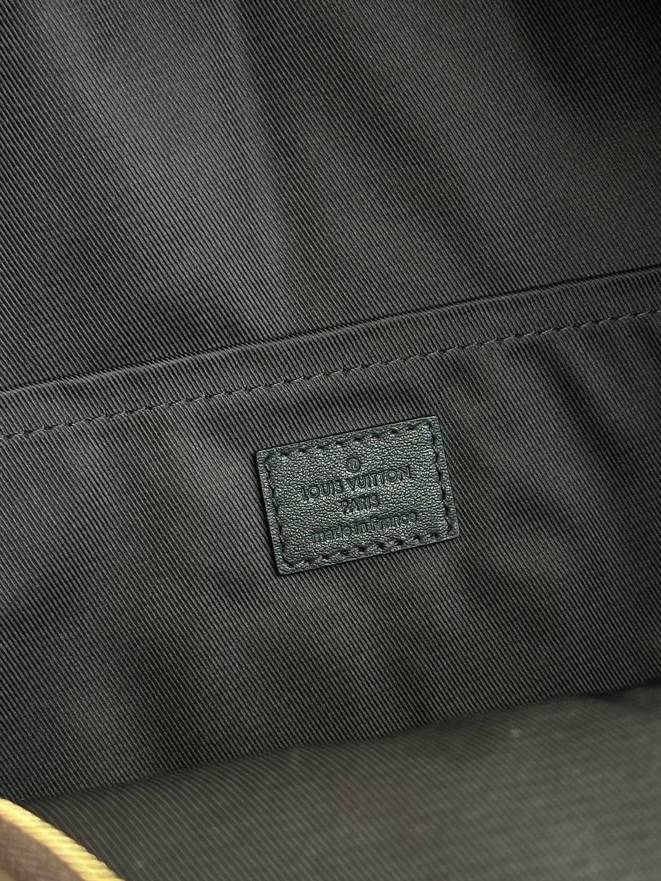 Louis Vuitton Classic Monogram Canvas Black Leather Logo Medium Backpack