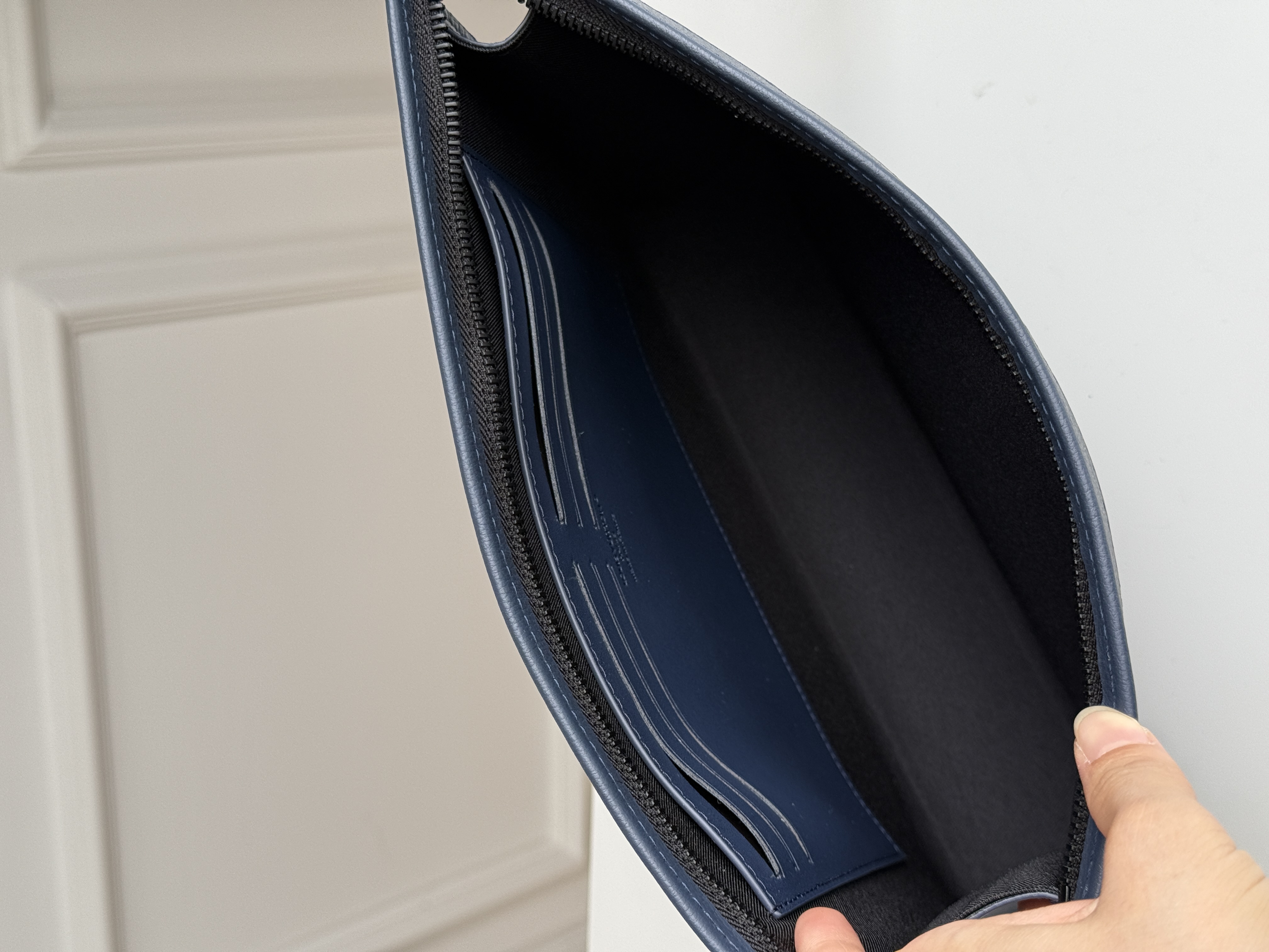 Louis Vuitton Dark Blue Embossed Monogram Zip Pouch Toiletry Bag