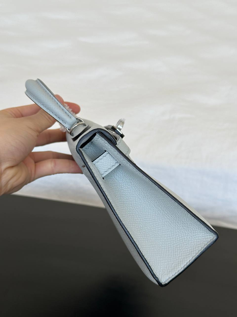 Hermès Glacier Blue Epsom Mini Kelly II Handbag With Silver Hardware