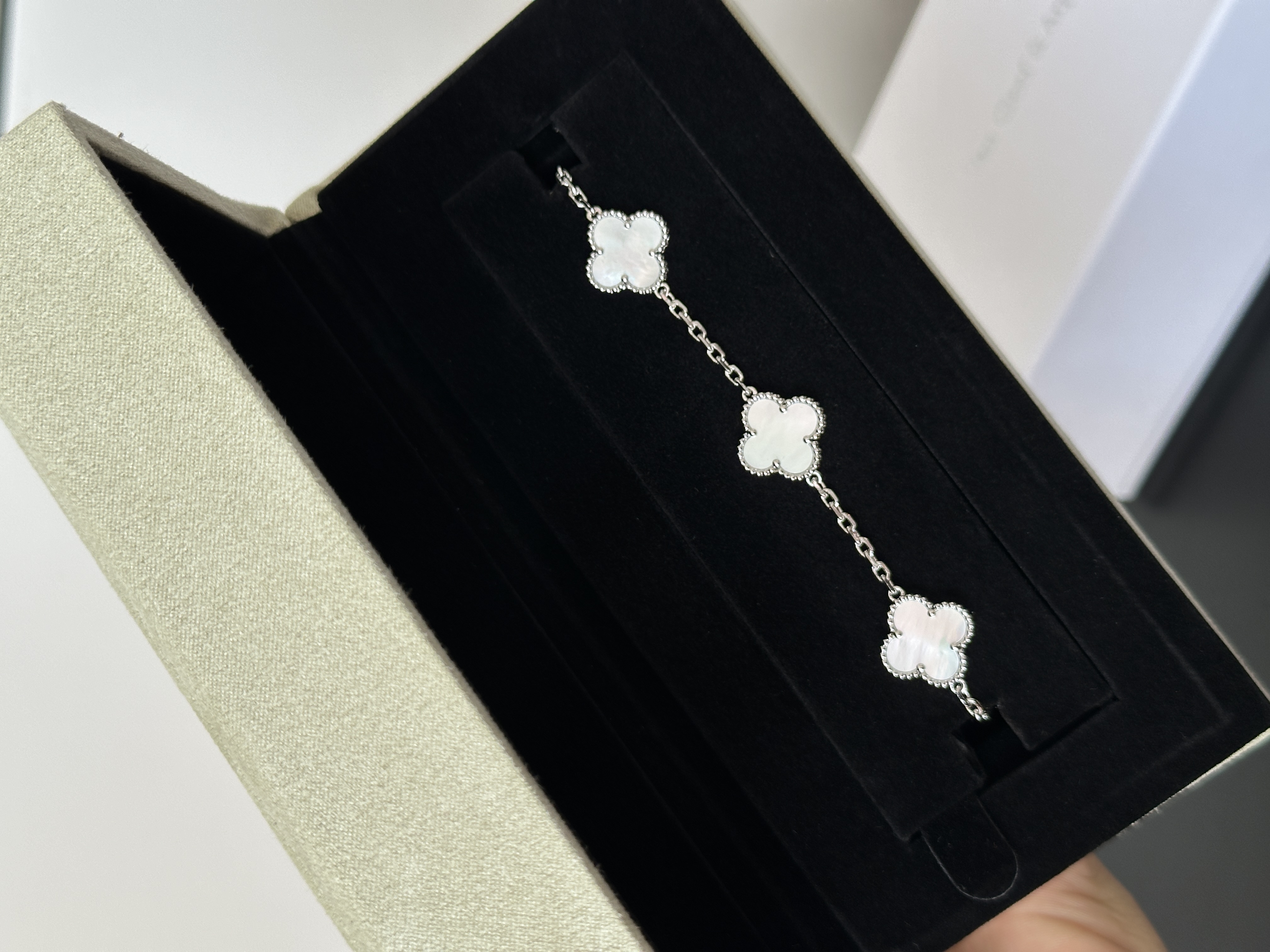 Van Cleef & Arpels Vintage Alhambra 5-Motif White Mother-of-Pearl Bracelet