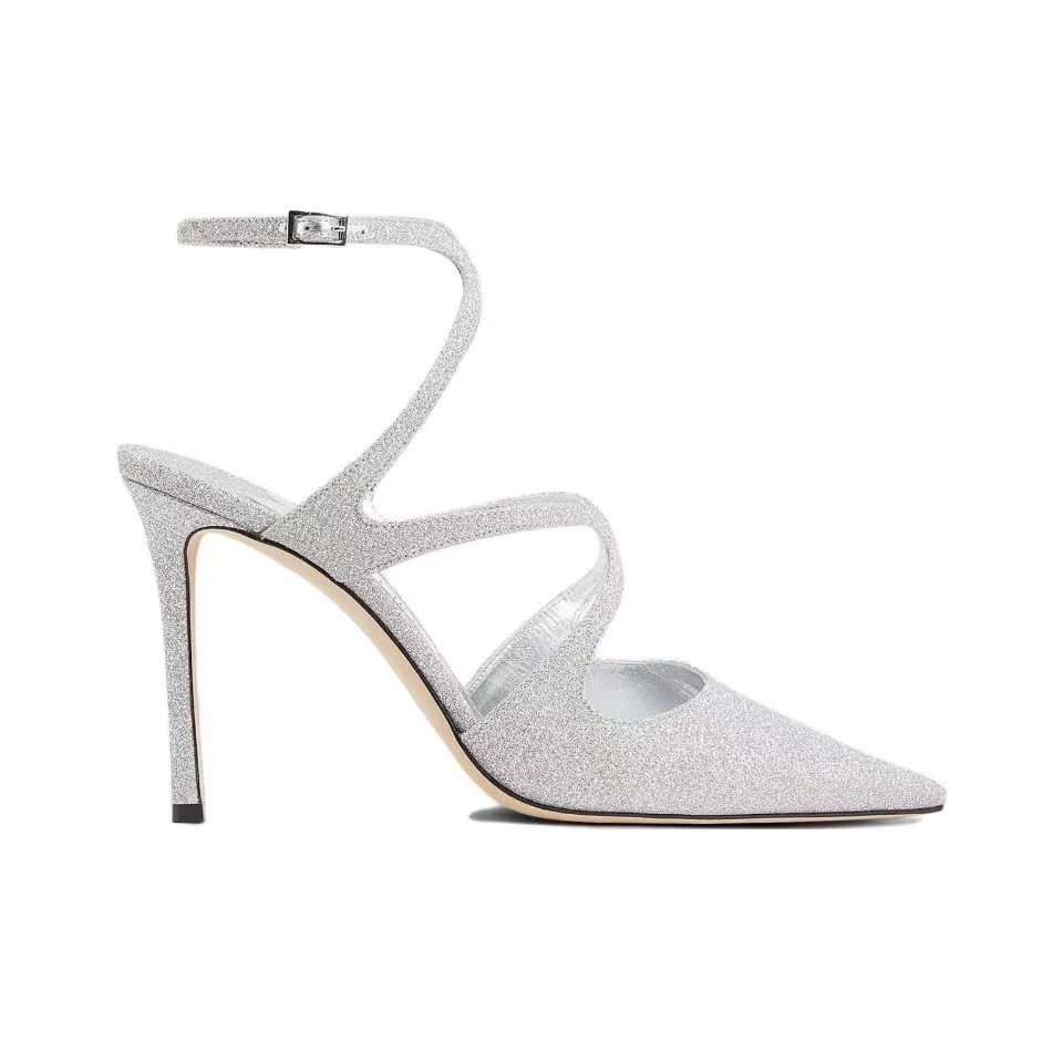Jimmy Choo 8.5CM Slim Heel Strap Tip  Slide Sandal