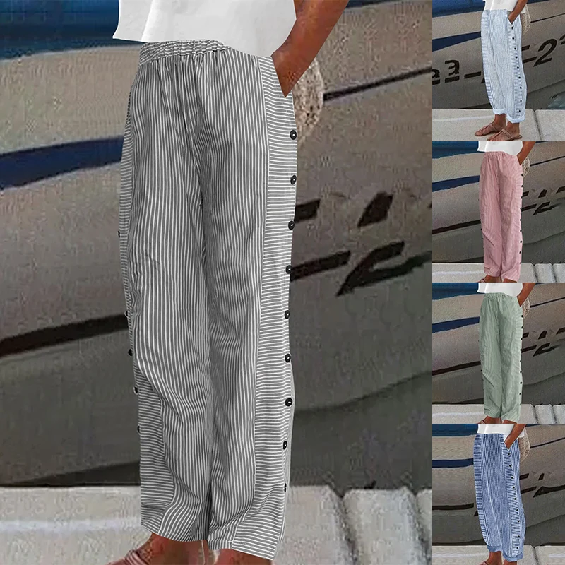 Pantalon Large à Rayures 