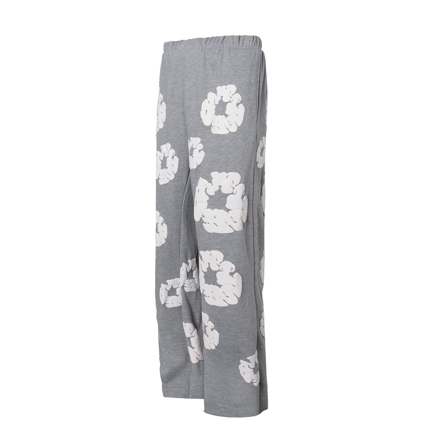Kapok puff print straight leg pants black and grey