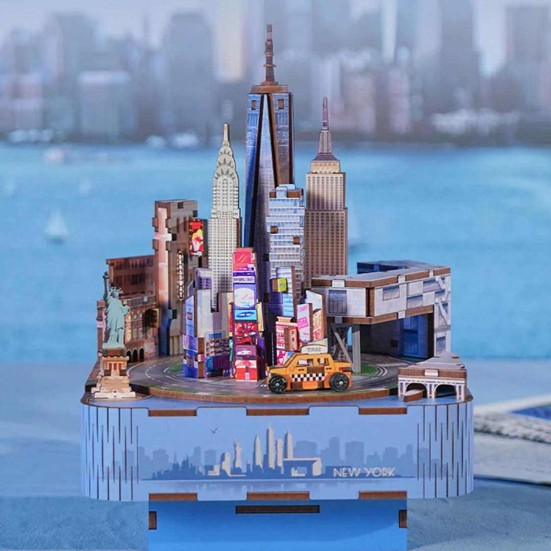 Fashionable New York DIY Wooden Music Box