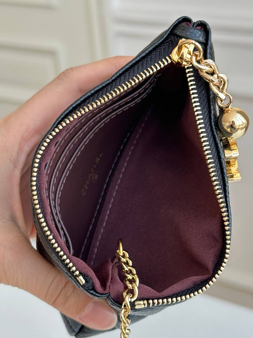 Chanel Quilted Caviar Leather Zip Coin Purse