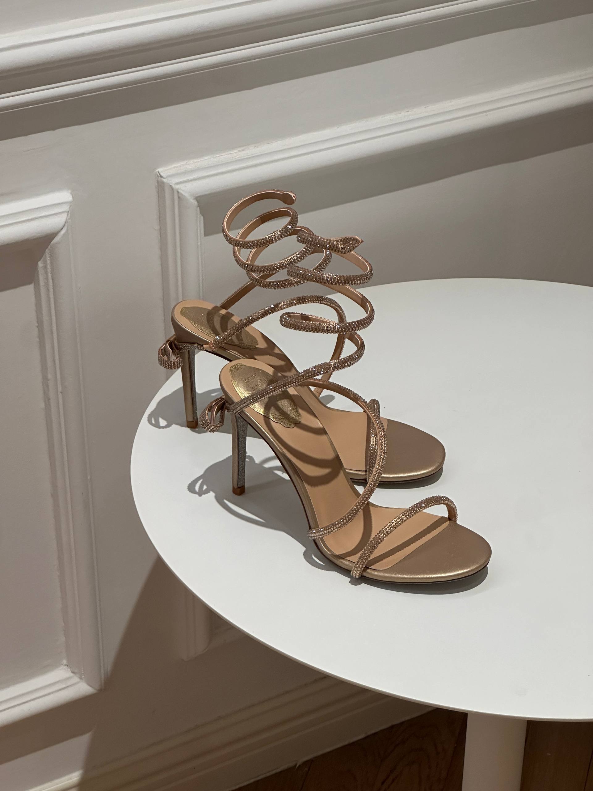 René Caovilla Cleo Crystal-Embellished Satin Sandals