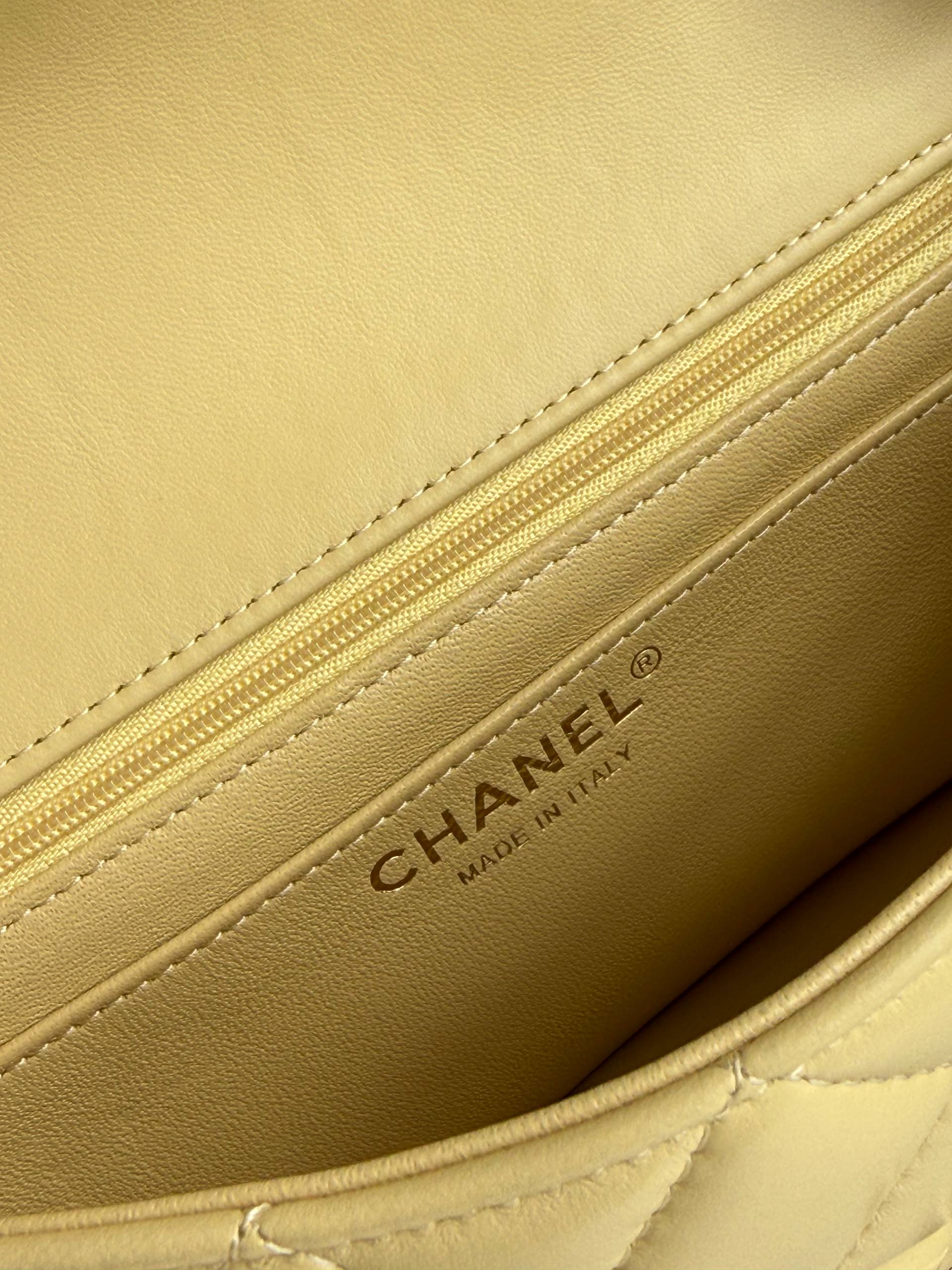 Chanel Classic Flap Small Quilted Lambskin Bag in Pastel Yellow