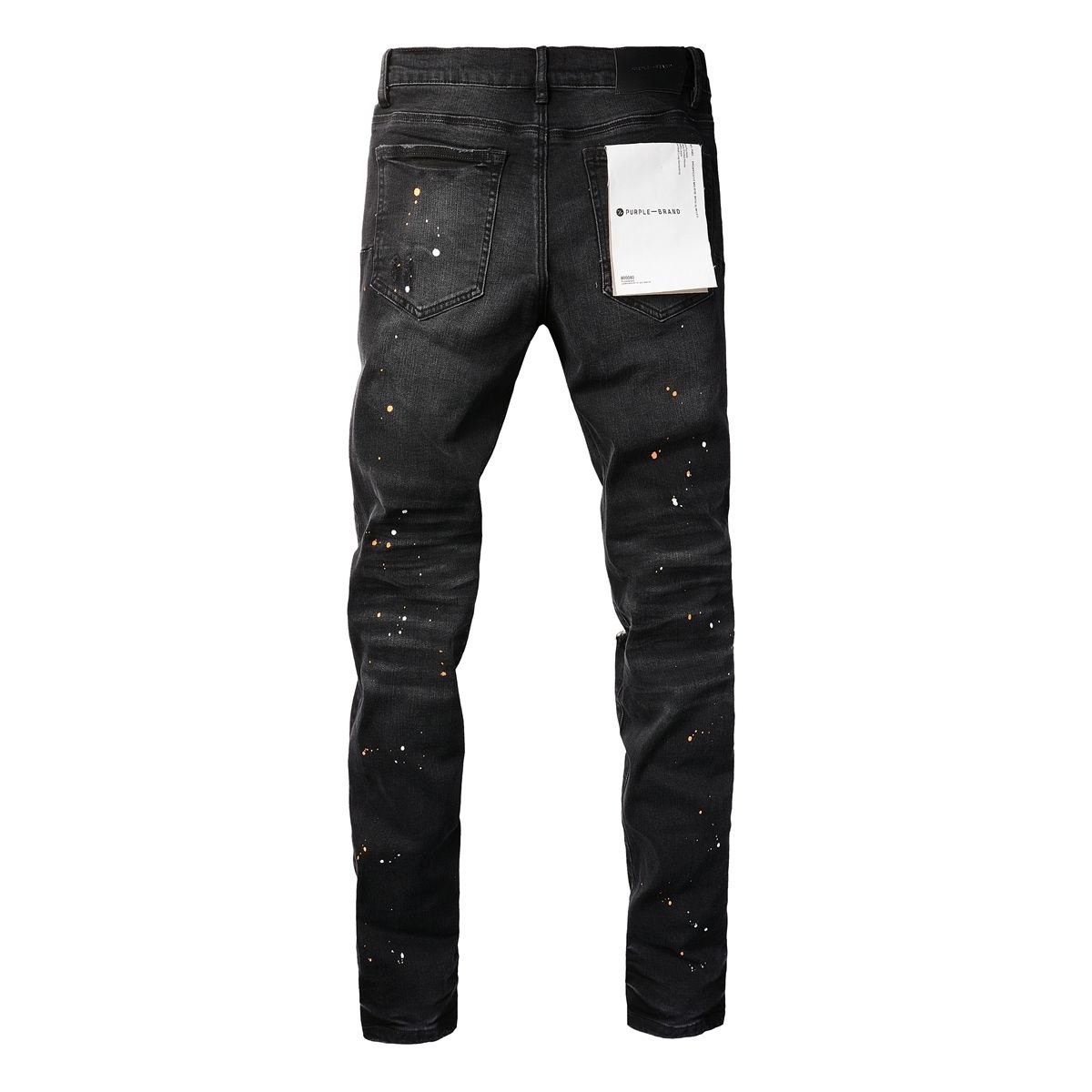 No. 9045 Paint Spots Ripped Jeans Black