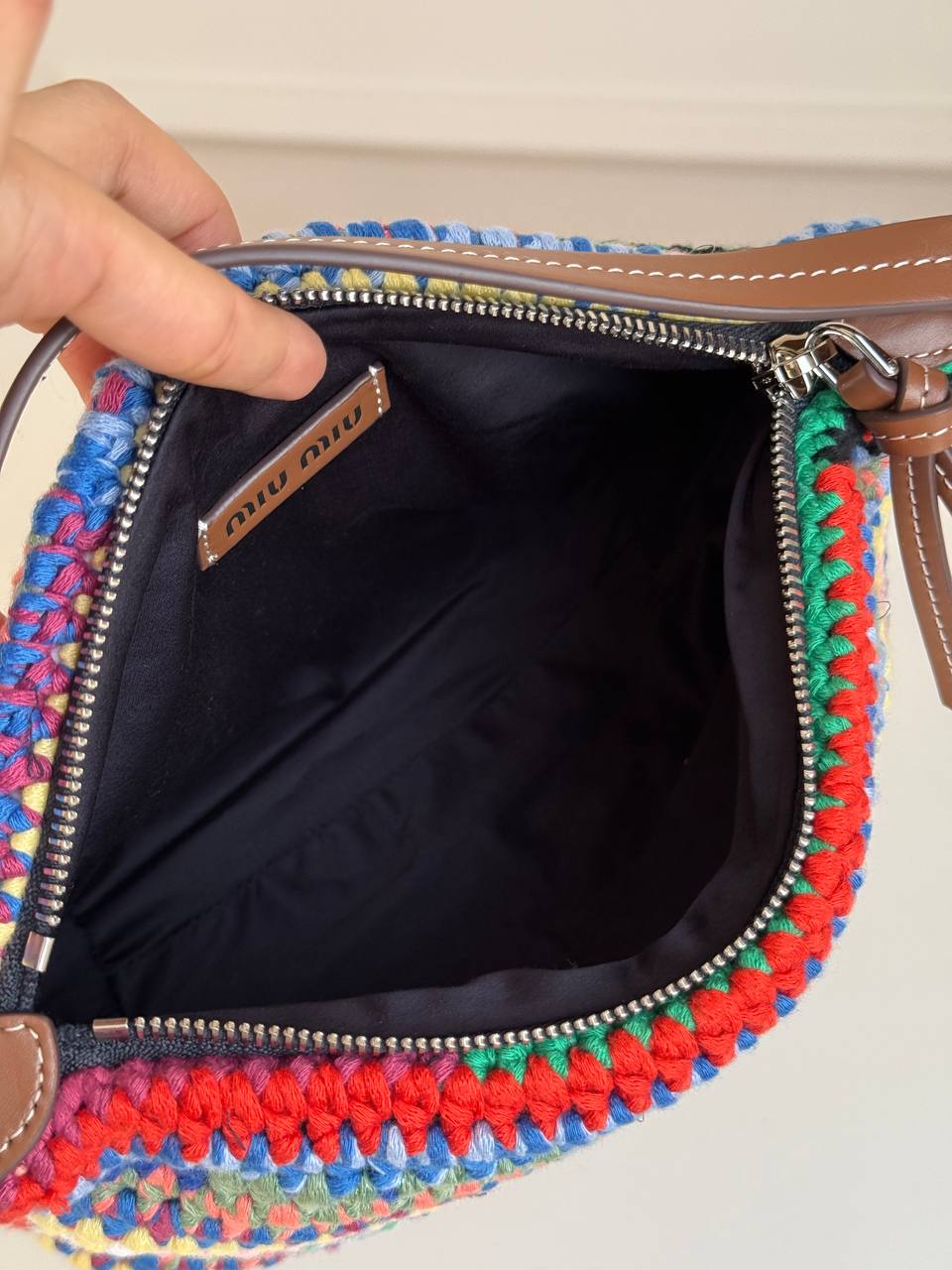 Miu Miu Logo Crochet Shoulder Bag