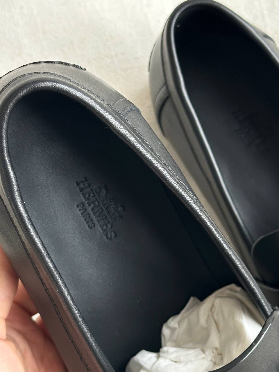 Hermès Black Calfskin Kelly Silver Buckle Loafers