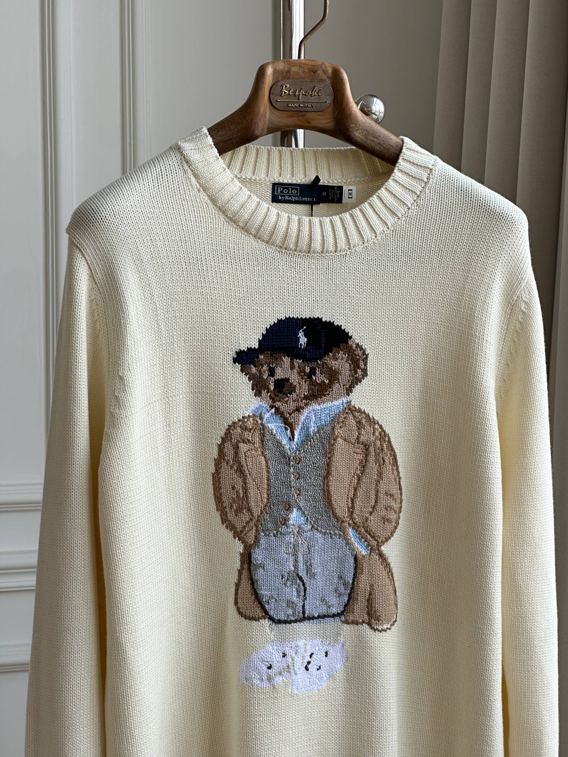 Ralph Lauren Cream White Polo Bear Sweater