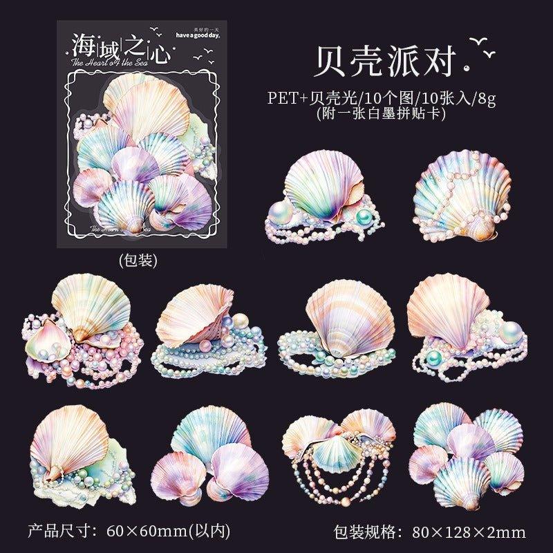 1026 Shell Light Stickers Sea Heart Series