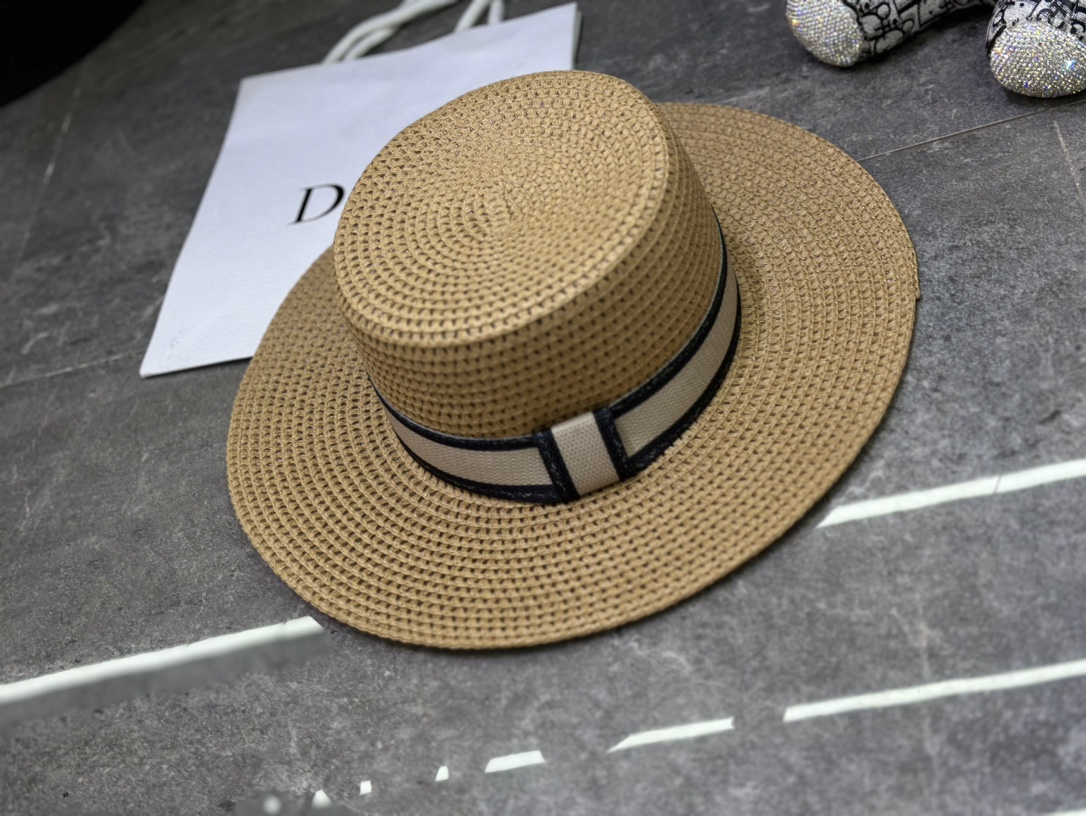 Dior Flat-Top Straw Hat