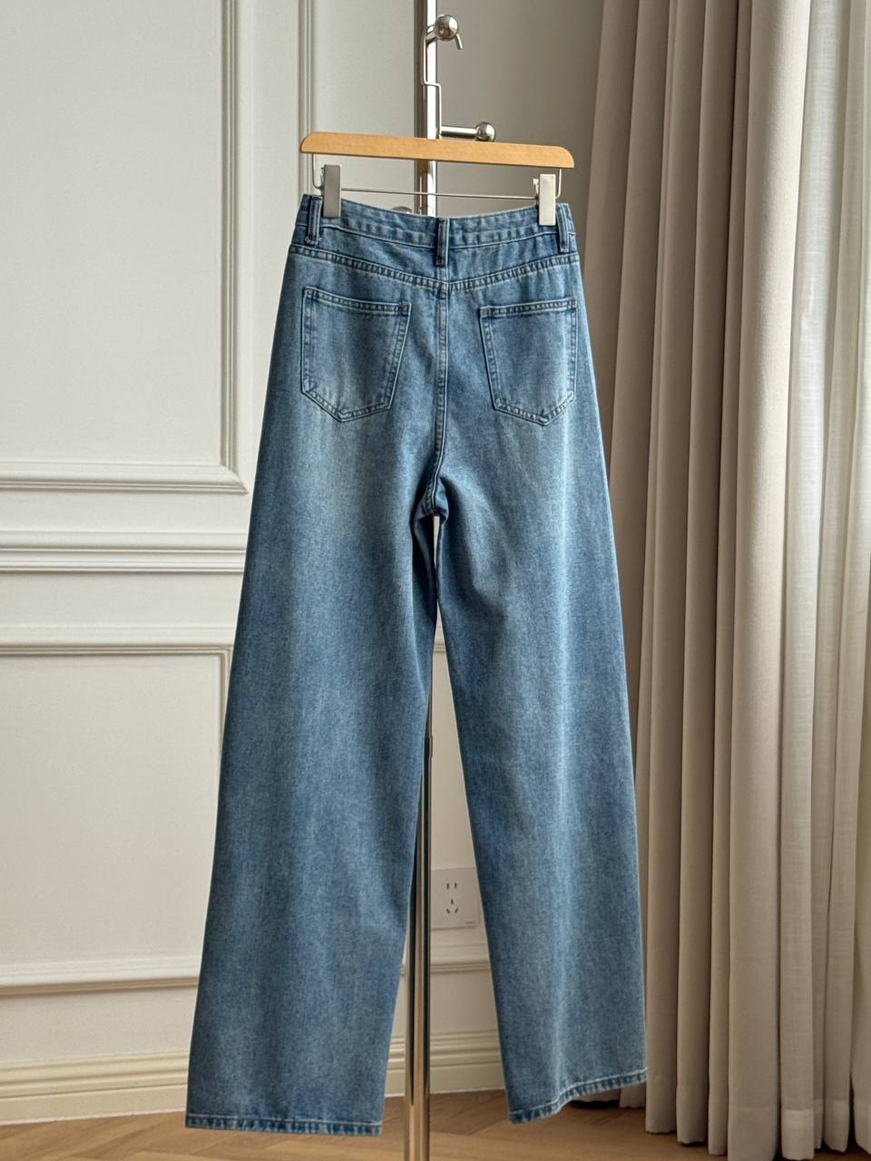 CELINE Triomphe Logo Embroidered Wide-Leg Denim Jeans