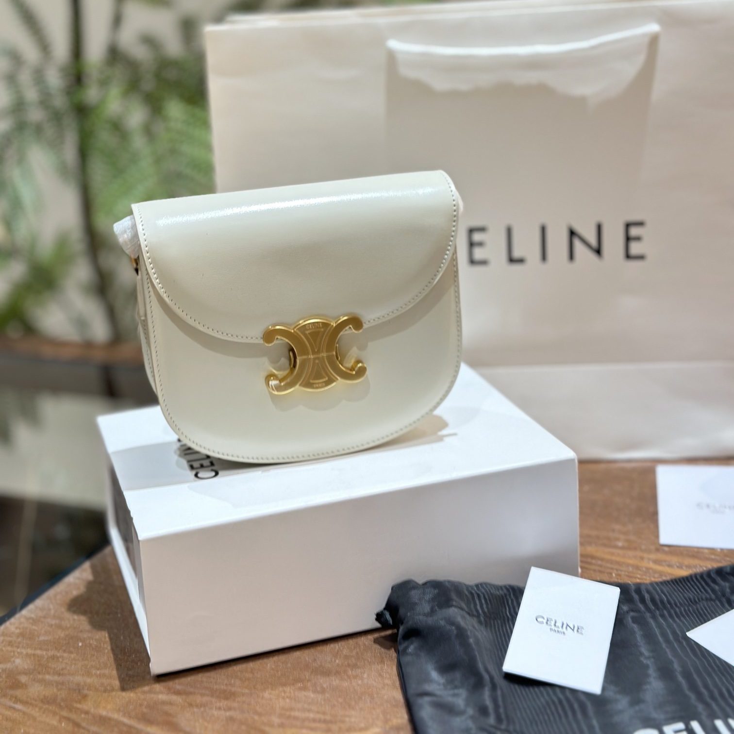 TEEN TRIOMPHE BAG IN SHINY CALFSKIN WHITE 19X16CM