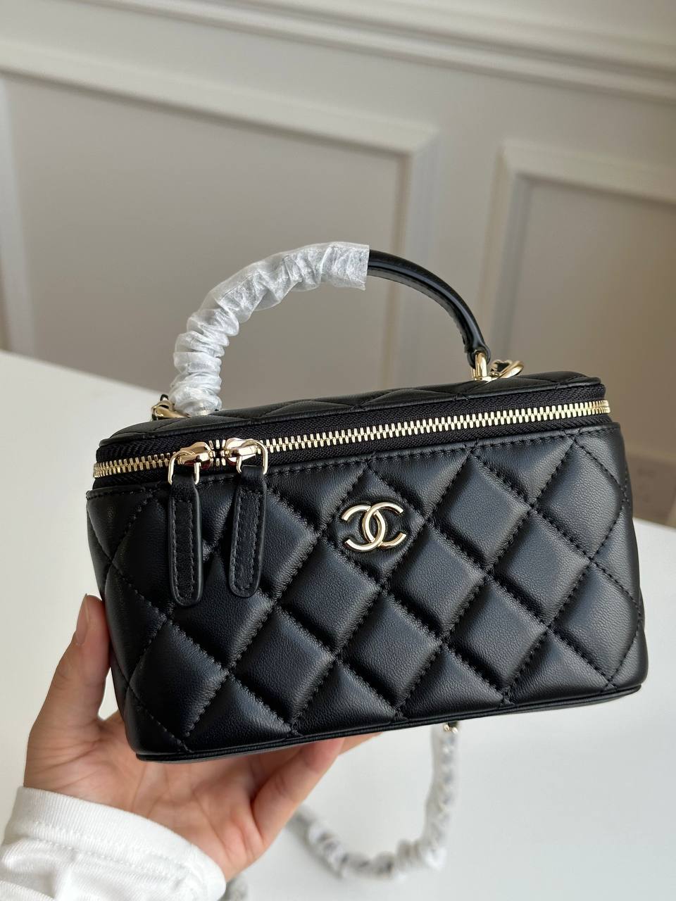 CHANEL Classic Quilted Vanity Case / Small Handle Bag