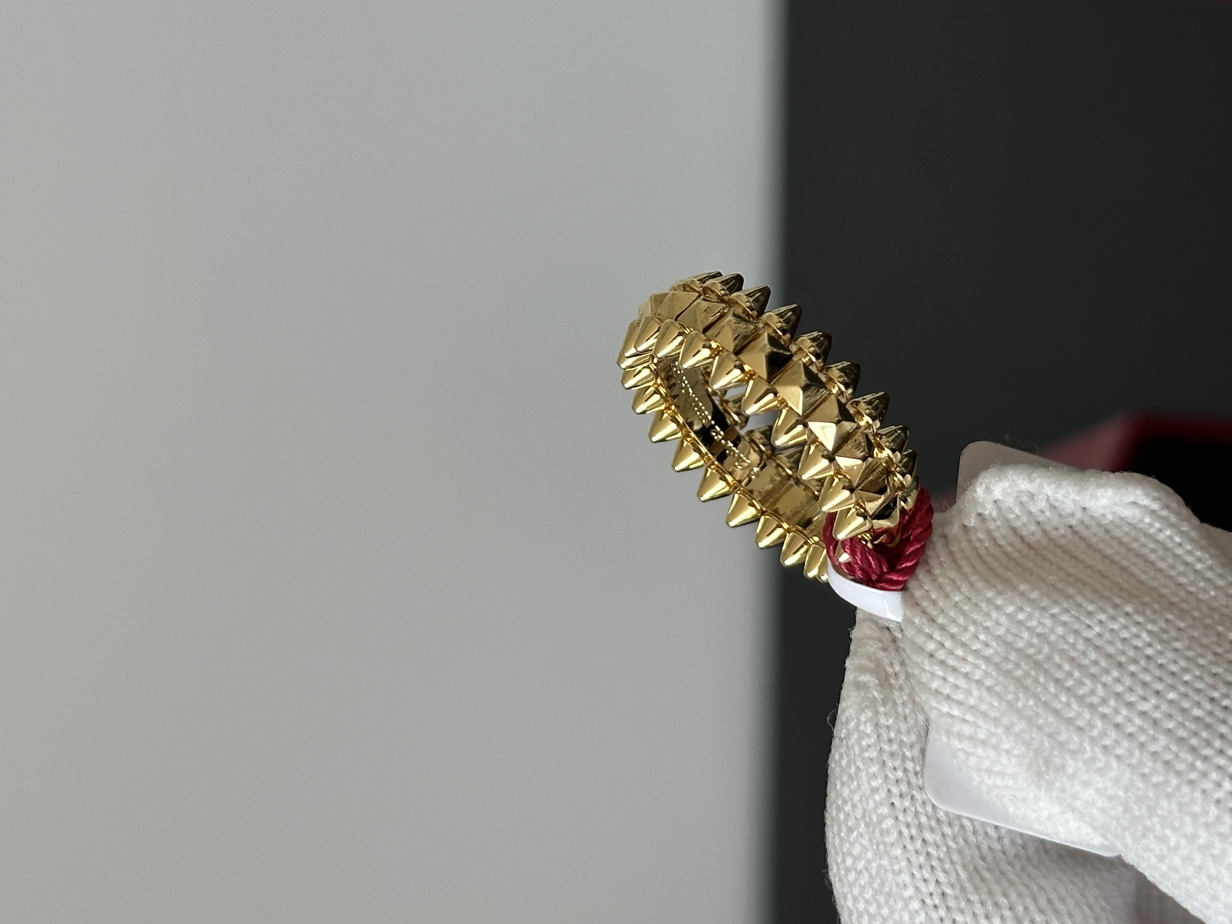 Double Layer Spike Stud Gold Plated Band Ring