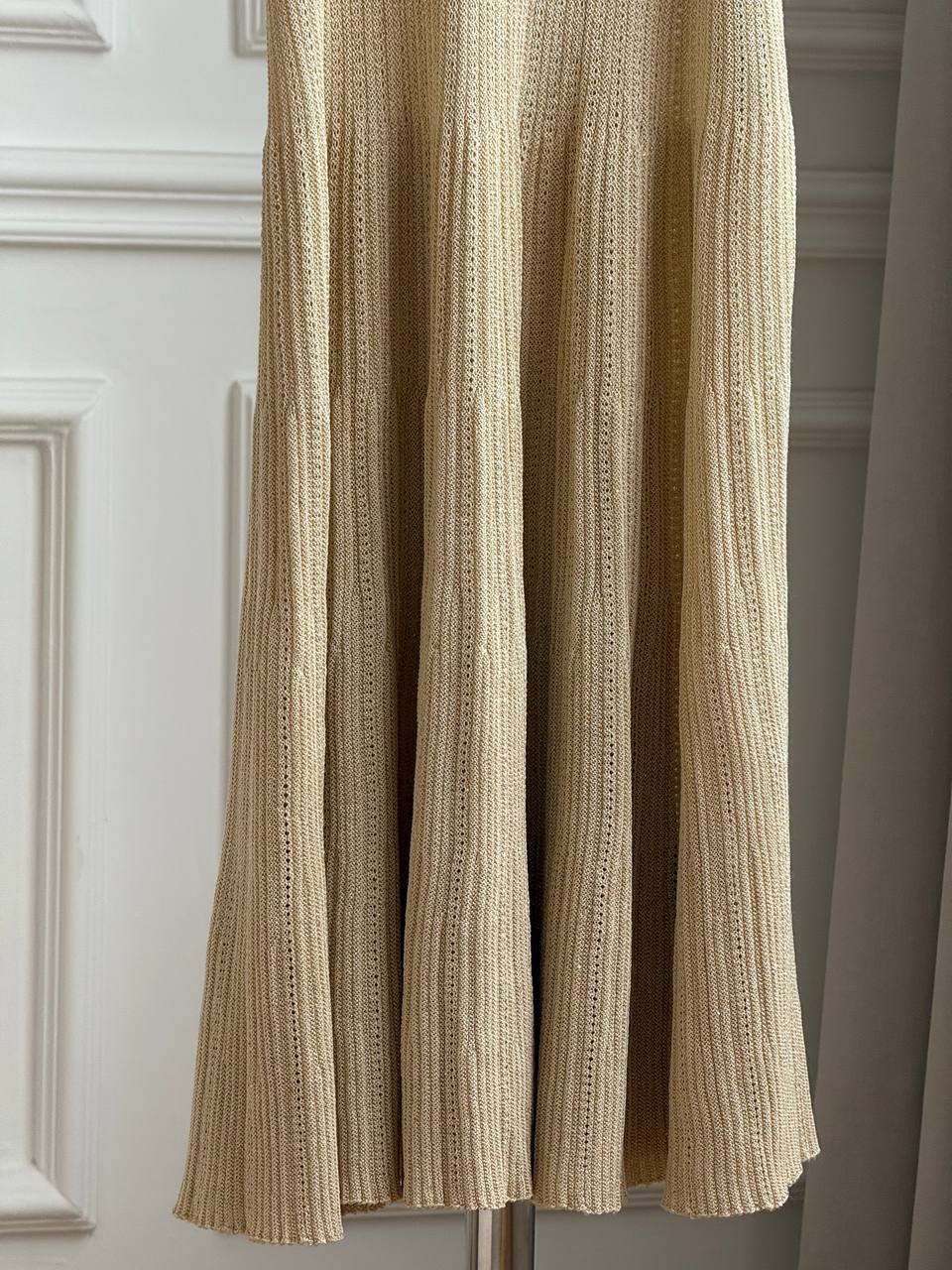 Sequin-Embellished Ribbed Knit Cami Midi Dress