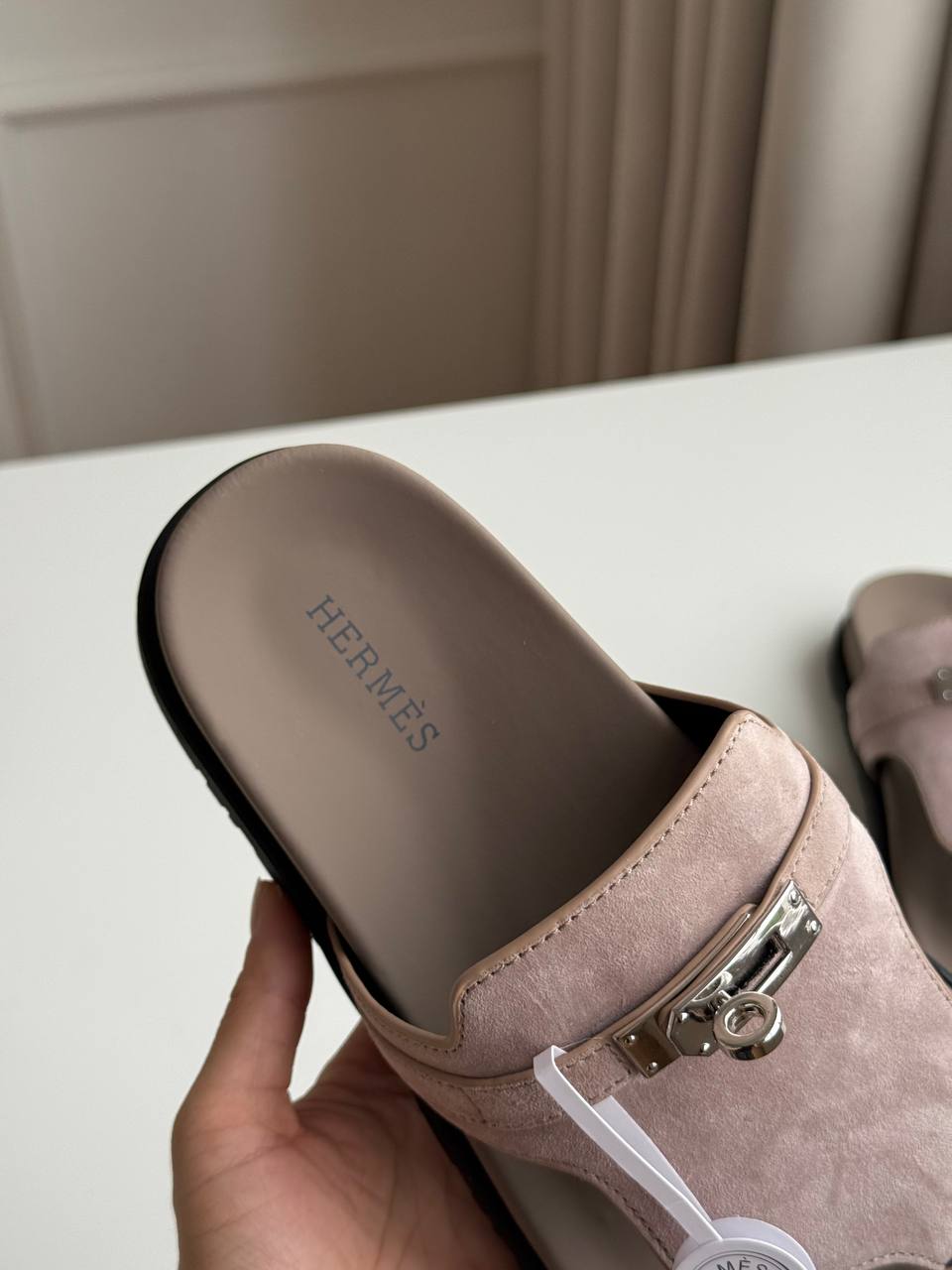 Hermès Keely Sandals in Pink Suede with Kelly Buckle