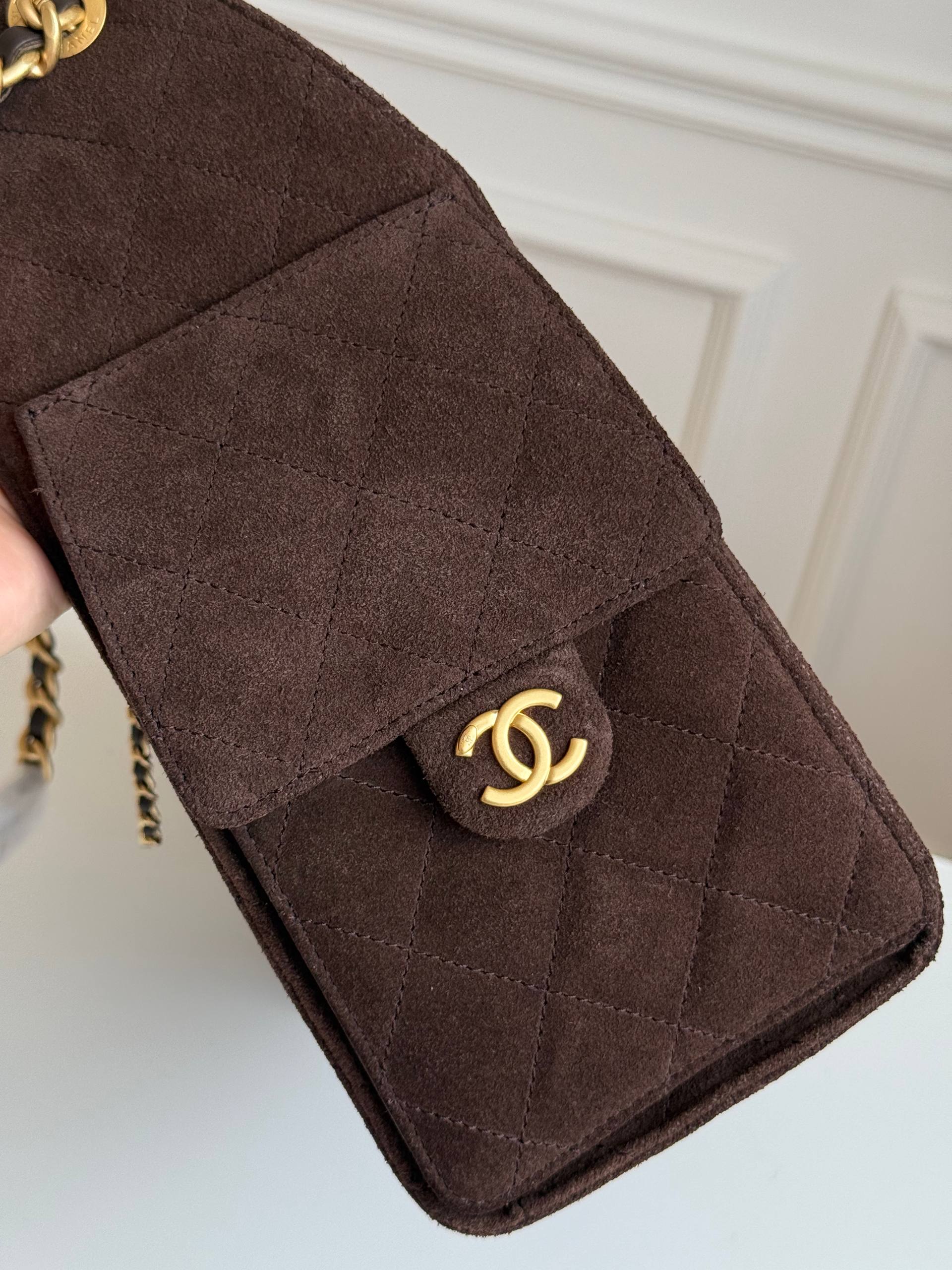 Chanel caramel suede quilted tote bag
