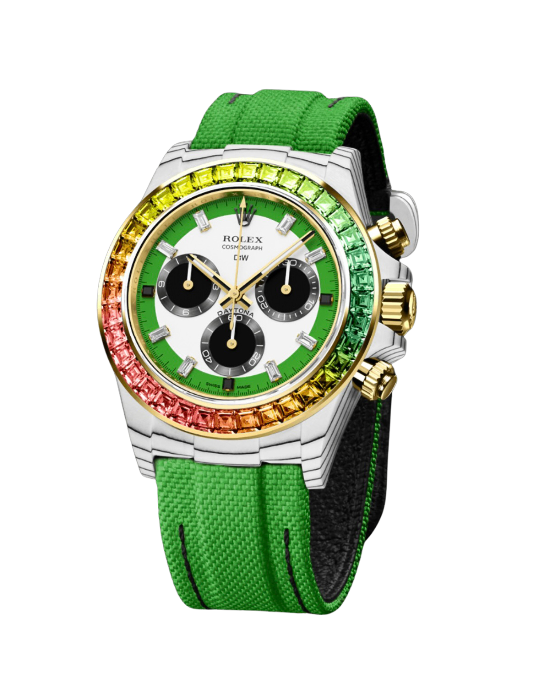DiW Rolex Daytona RAINBOW WILD GREEN In Quartz Fiber【1:1 Replica】