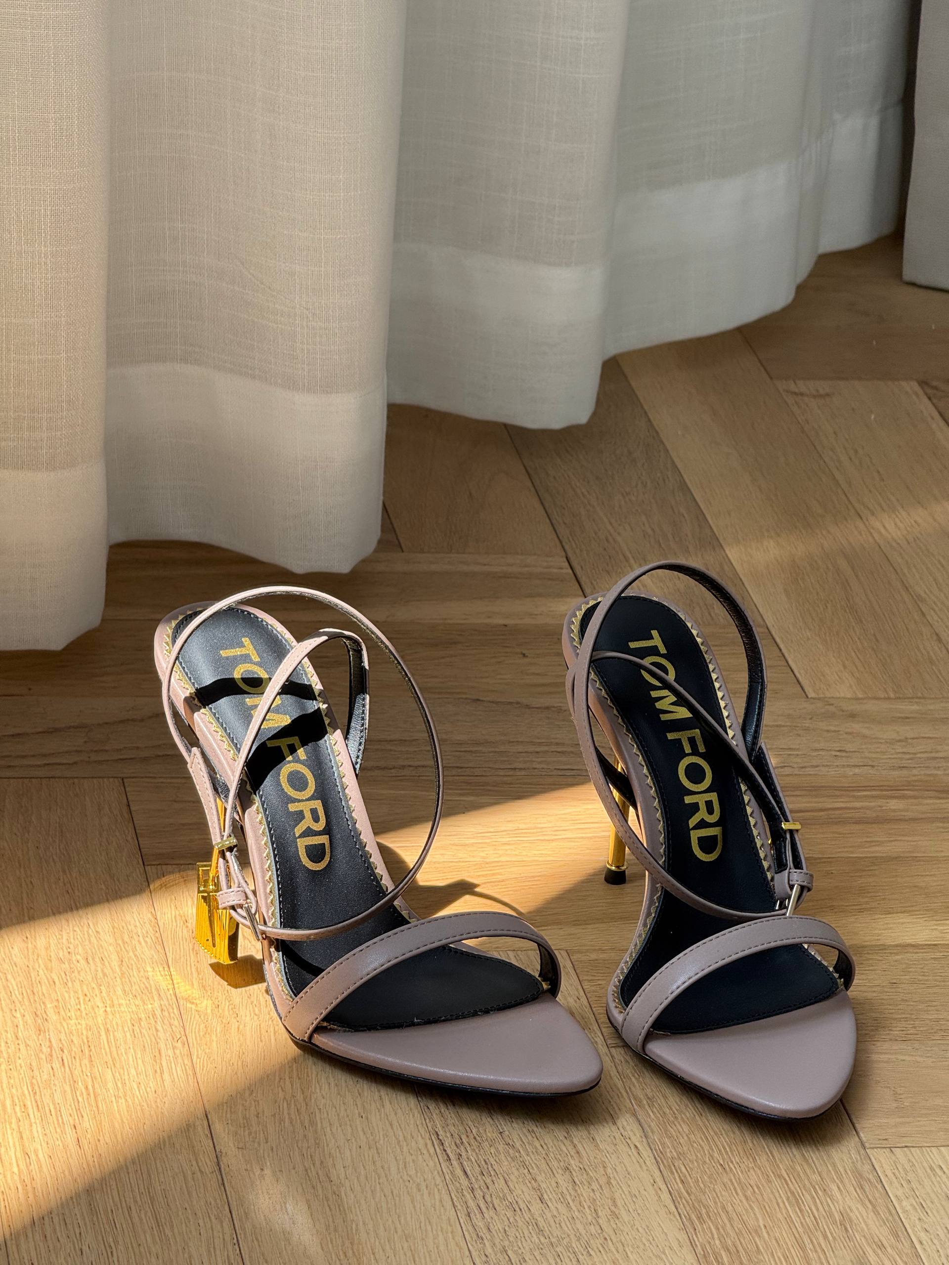 Tom Ford Padlock Leather Stiletto Sandals