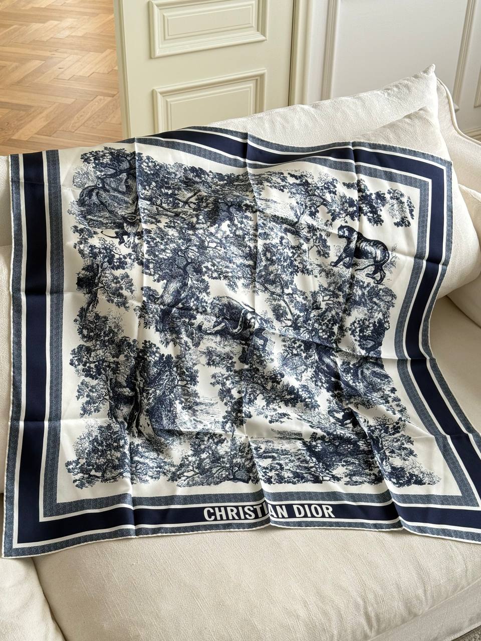 Christian Dior Sauvage Toile de Jouy 90 Square Scarf
