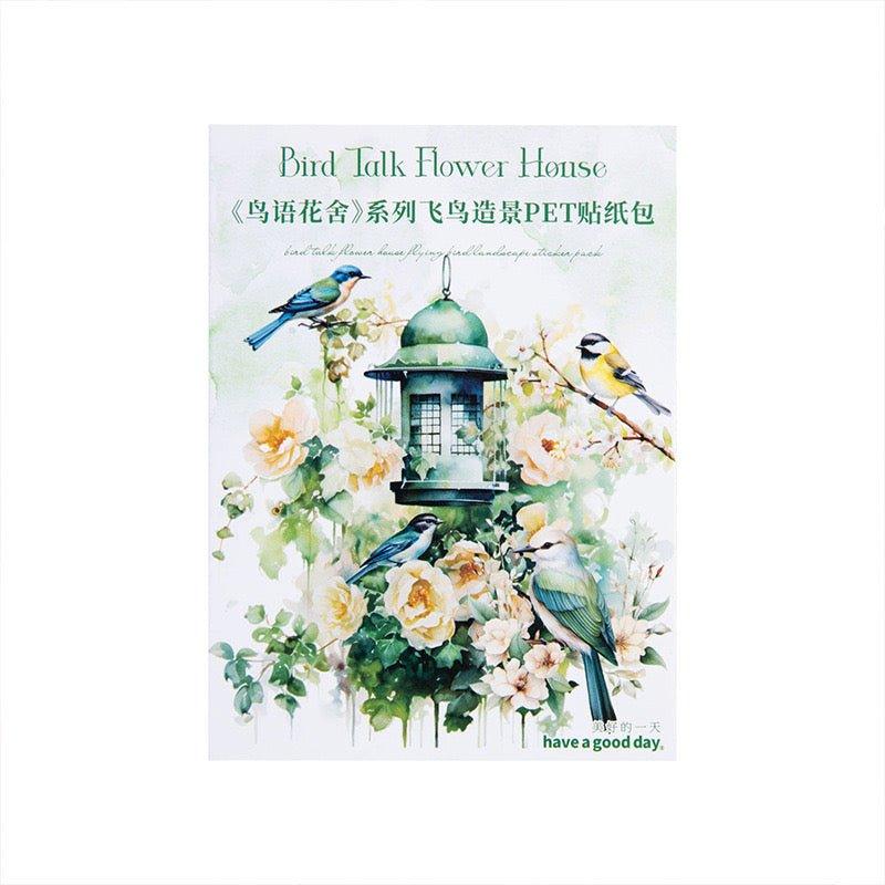 1011  PET stickers bird language flower house series waterproof birdcage themed handbook landscape coo card collage