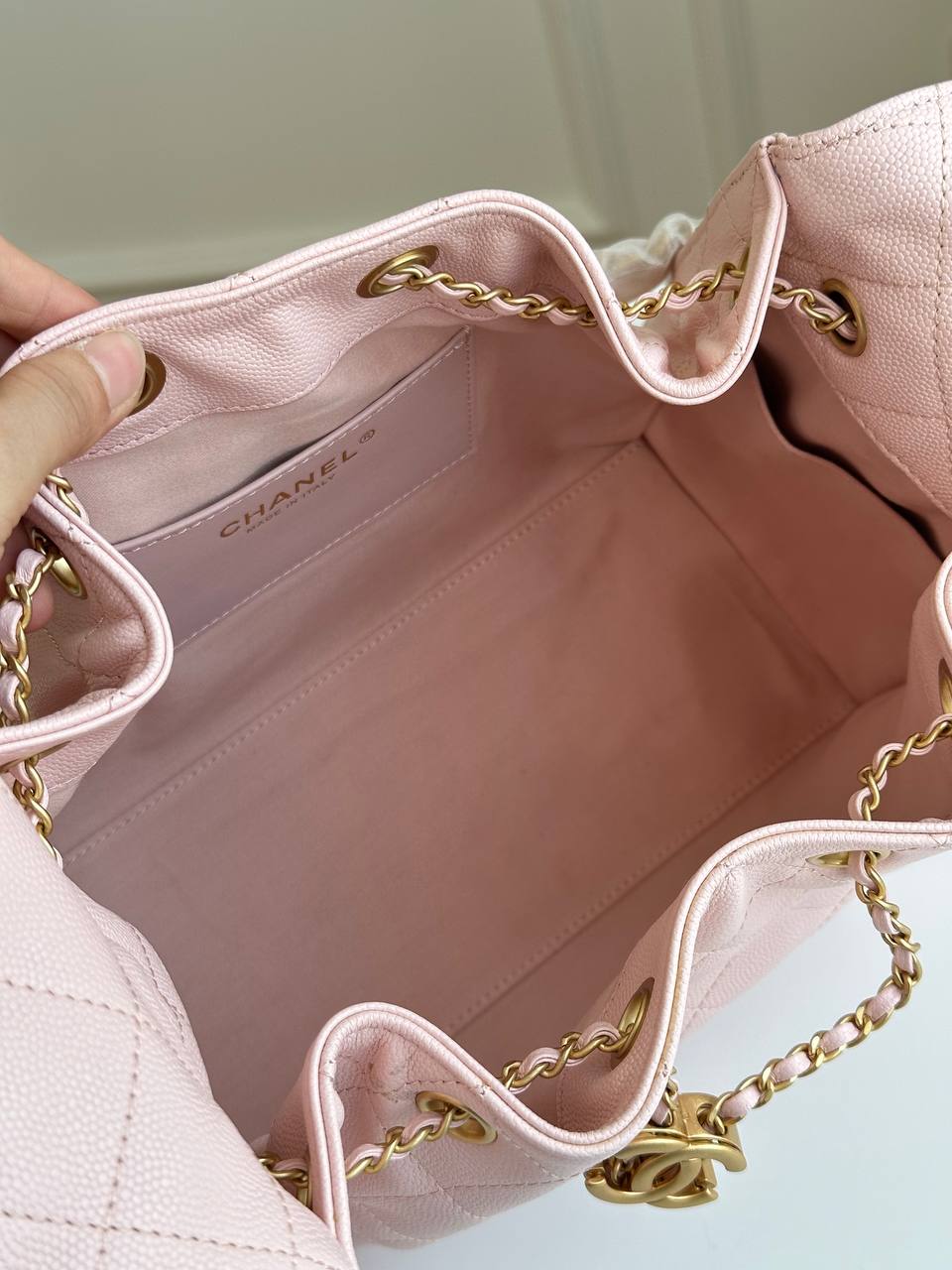 Chanel 25 Quilted Caviar Leather Bucket Tote Bag
