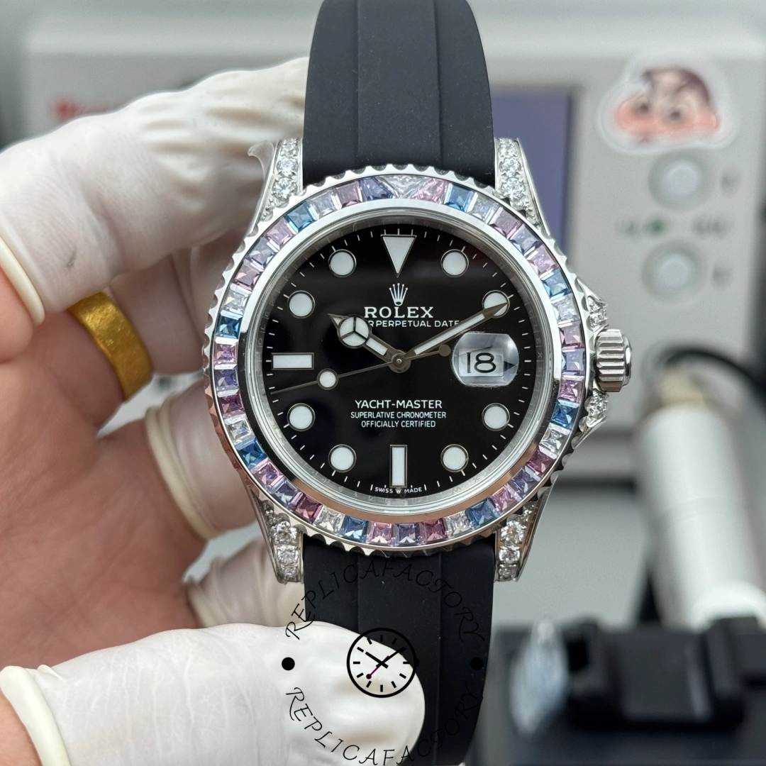 Rolex Yacht Master 40 Gem Set 126679SABR 0002 Black Dial Watch