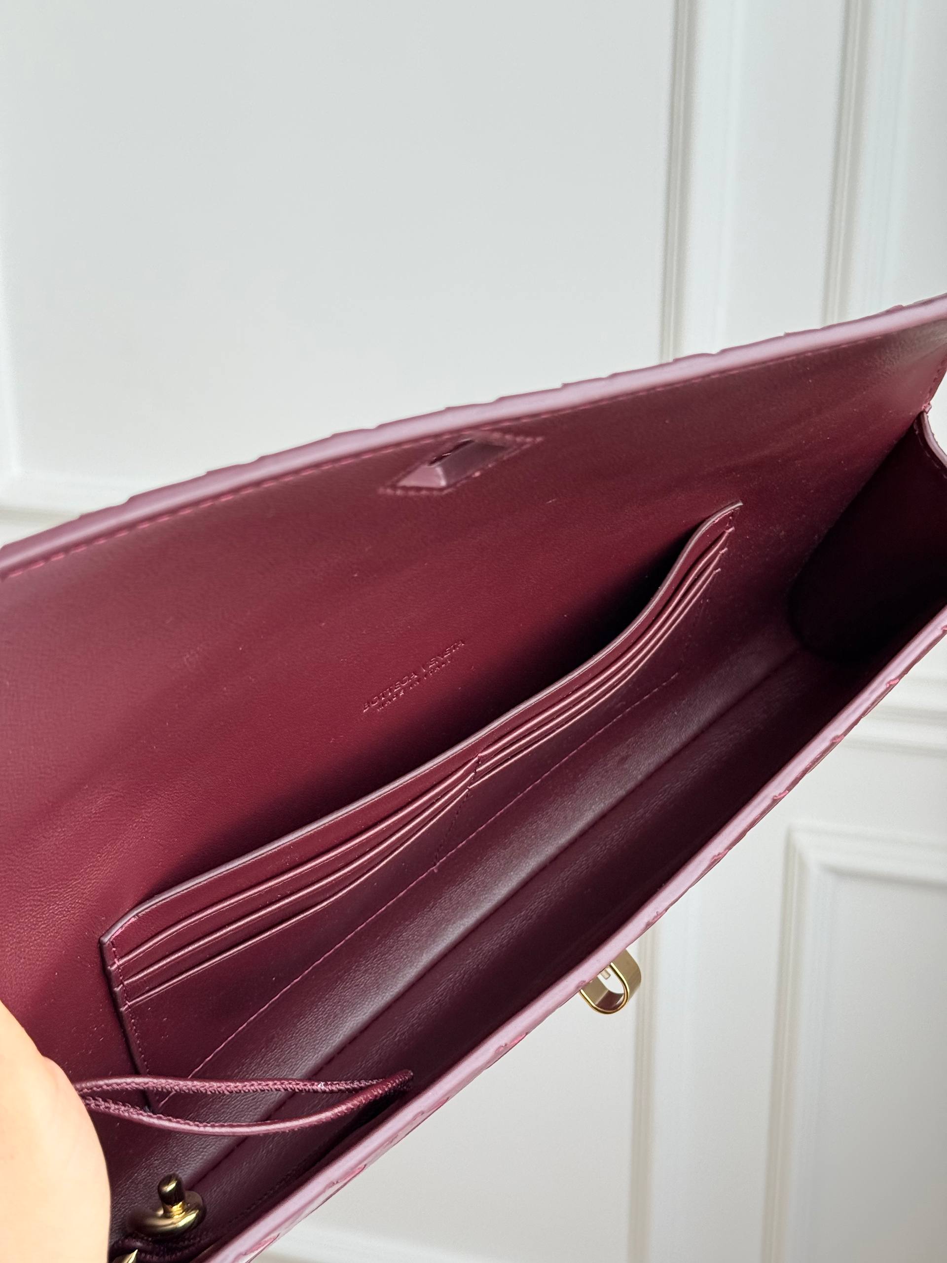 BV Andiamo Woven Leather Clutch Bag