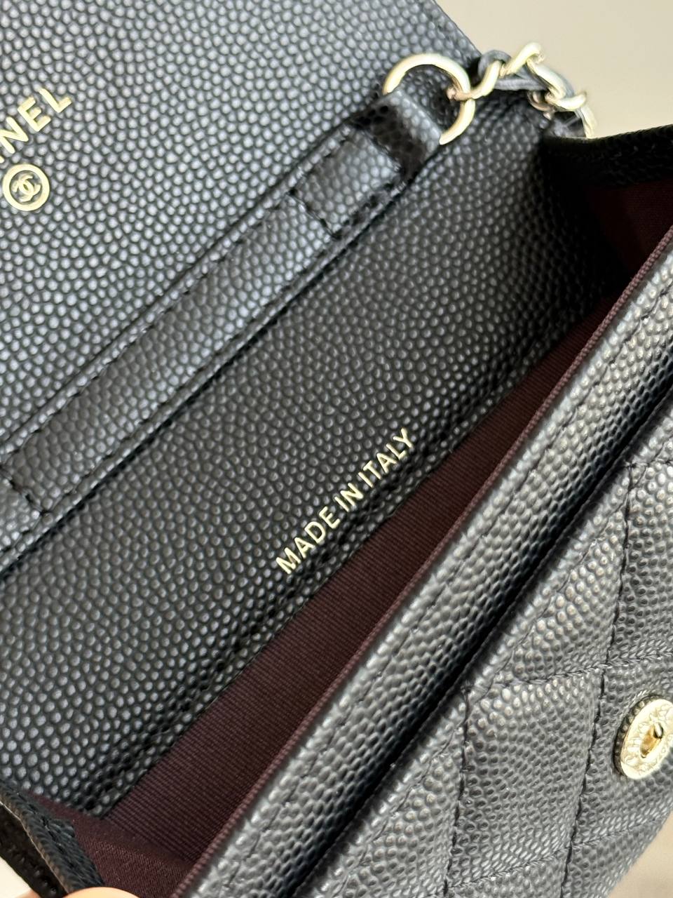 Chanel Classic Flap Caviar Leather Mini Chain Card Holder