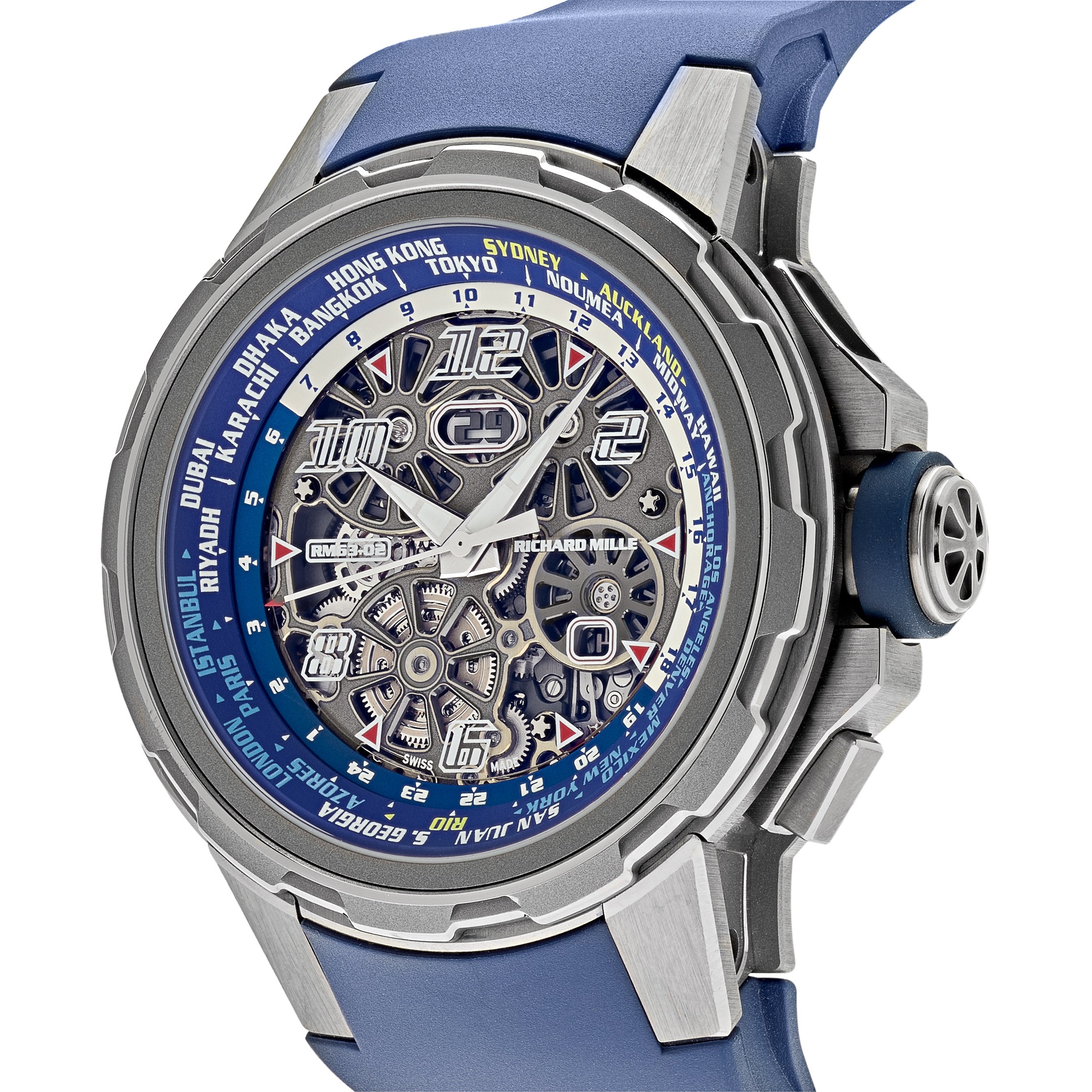 Richard Mille Automatic Winding Worldtimer Titanium RM 63-02【1:1 Replica】
