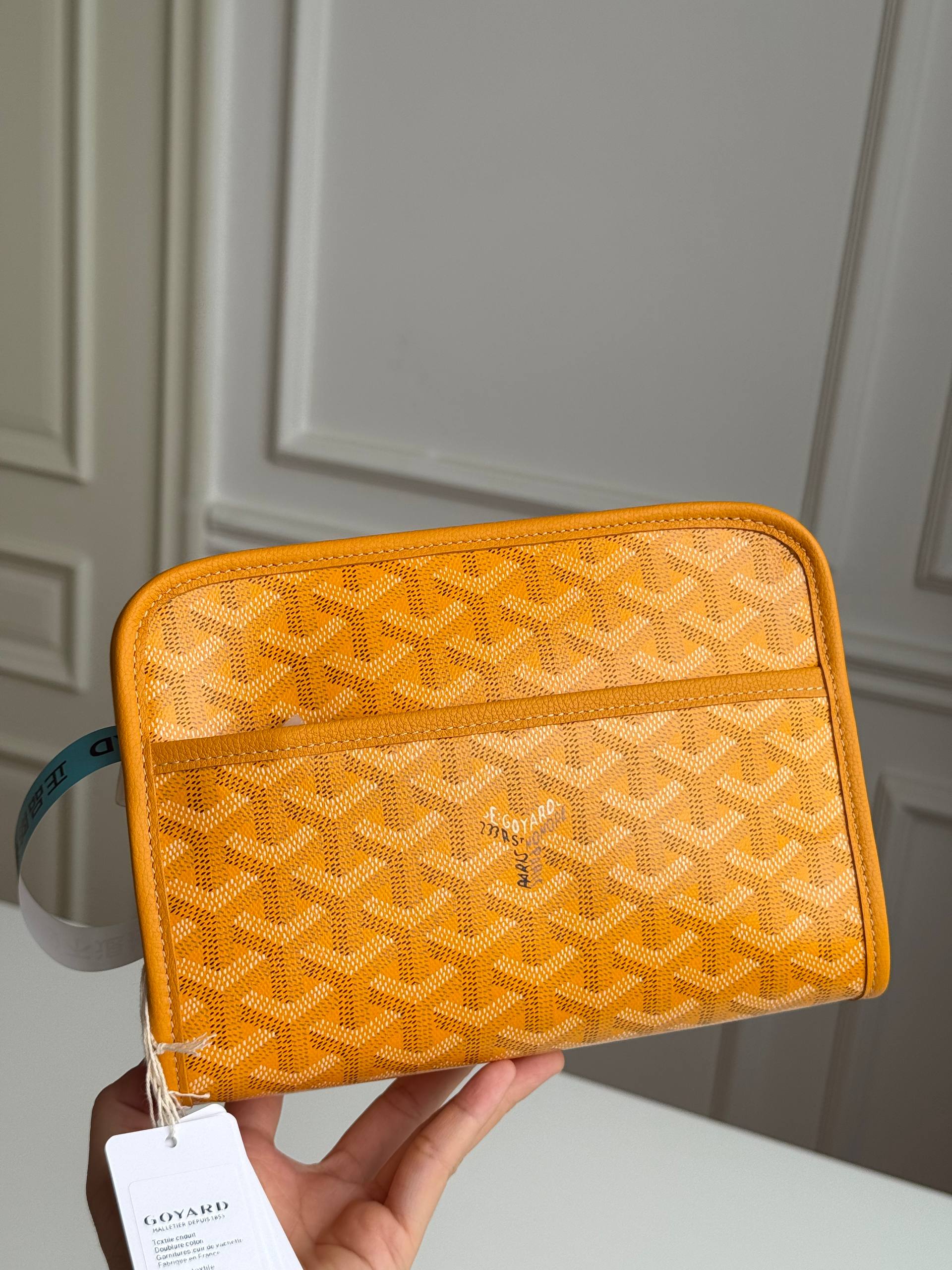 Goyard Yellow Printed Cosmetic Clutch Pouch