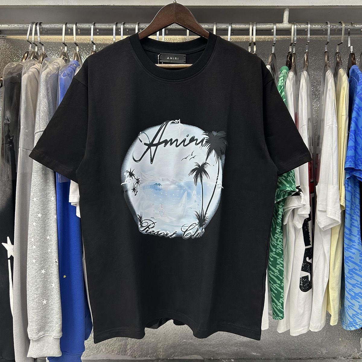 Amiri Resort Club Palm Tree Graphic Short Sleeve T-Shirt