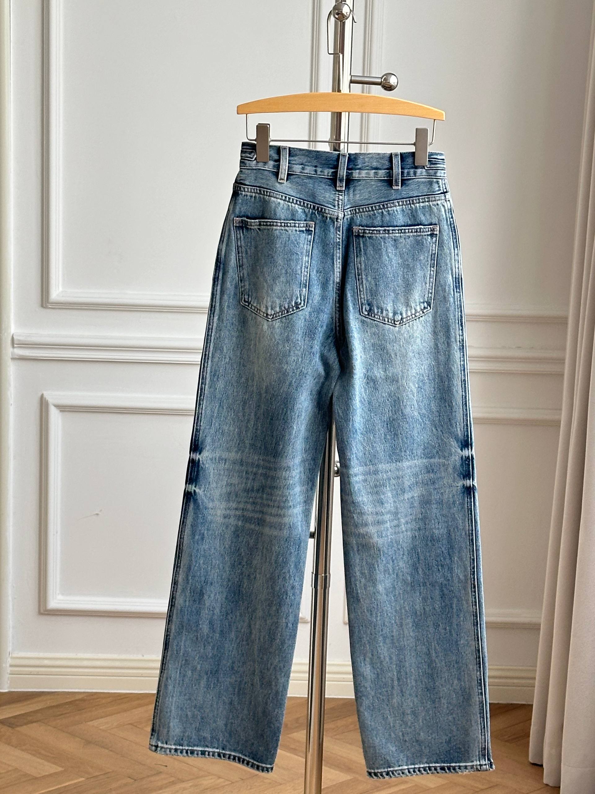 High-Waisted Washed Wide-Leg Straight Jeans
