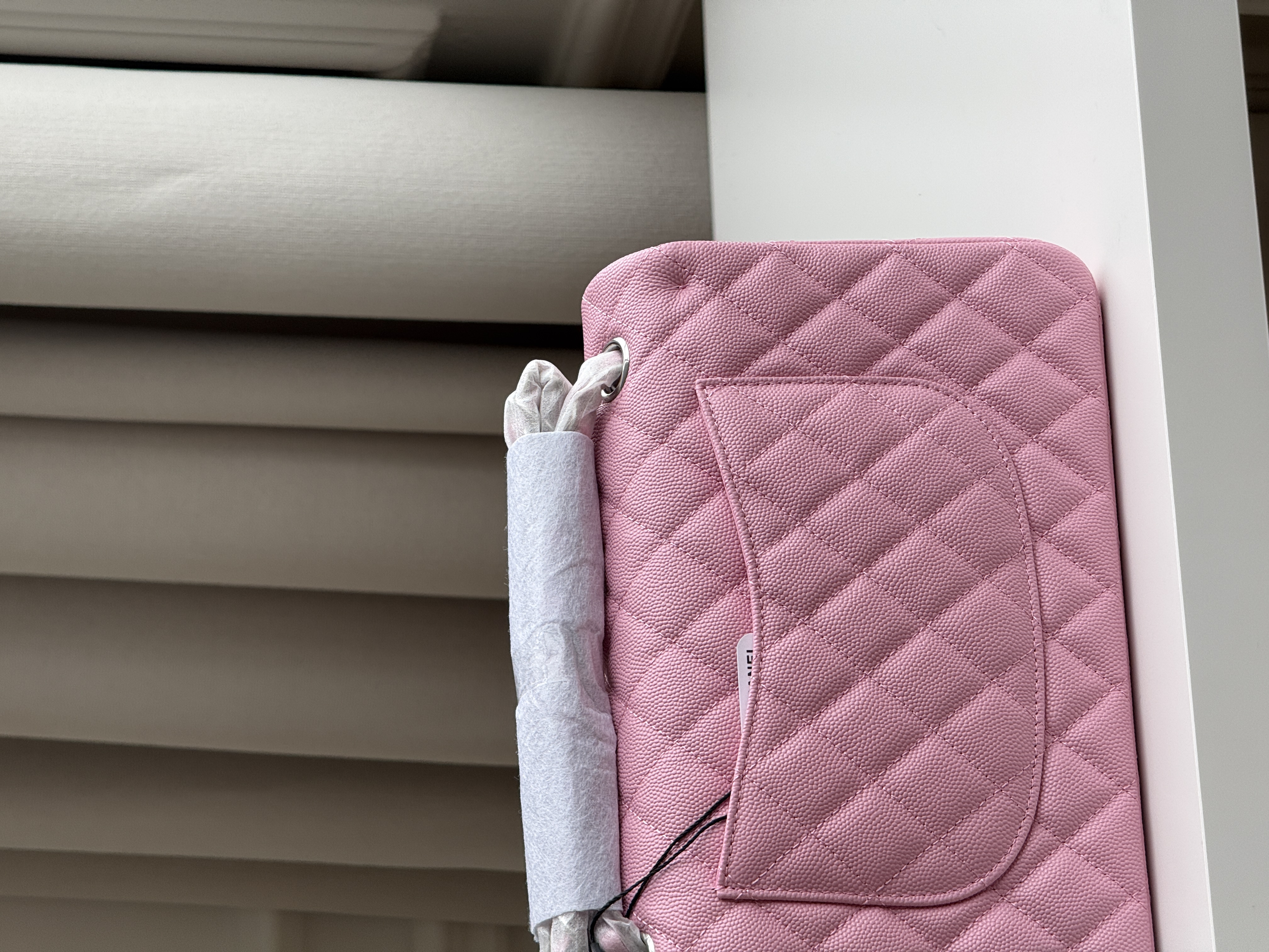 Chanel Sakura Pink Caviar Leather Medium Classic Flap Silver CC Chain Bag