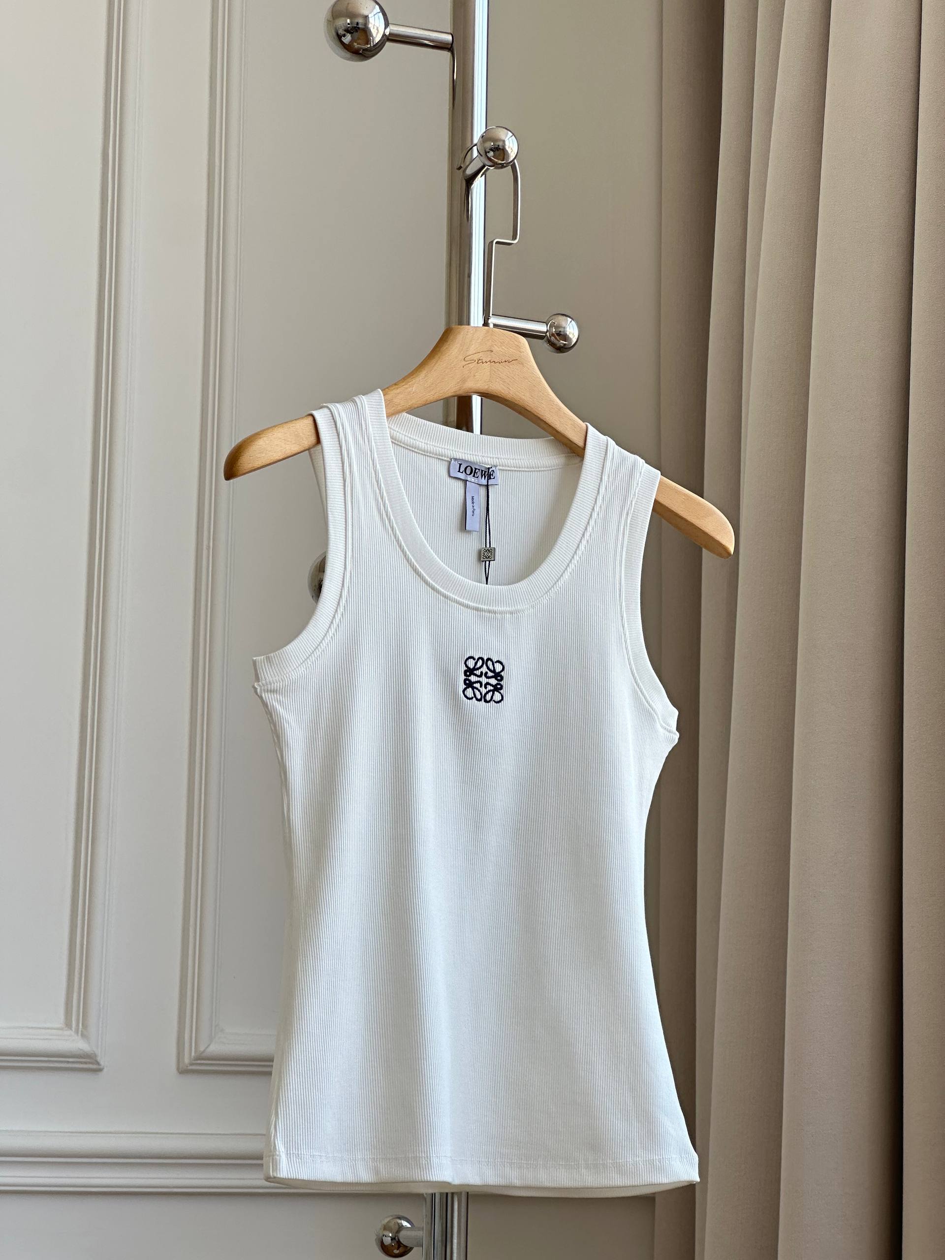 LOEWE Anagram Embroidered Ribbed Tank Top