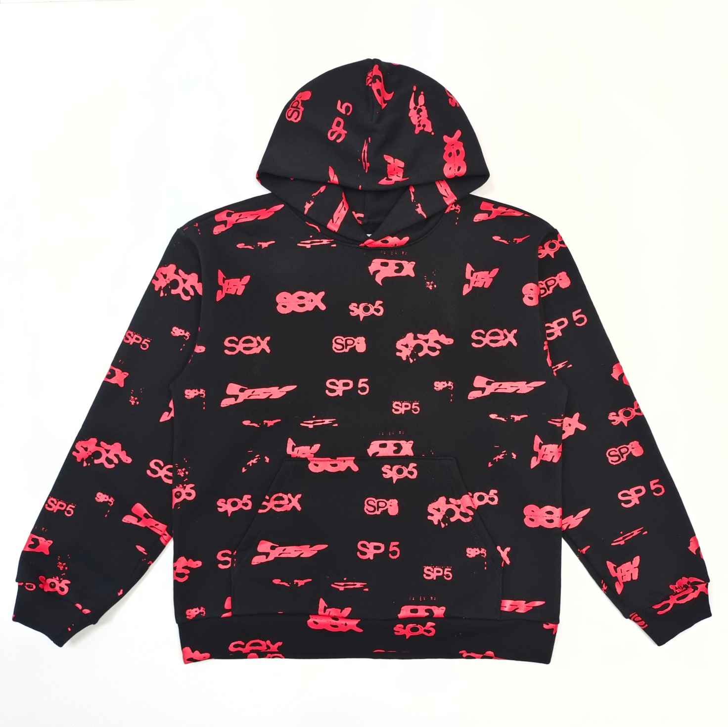 1:1 Best Quality Full Print Red Logo Hoodie