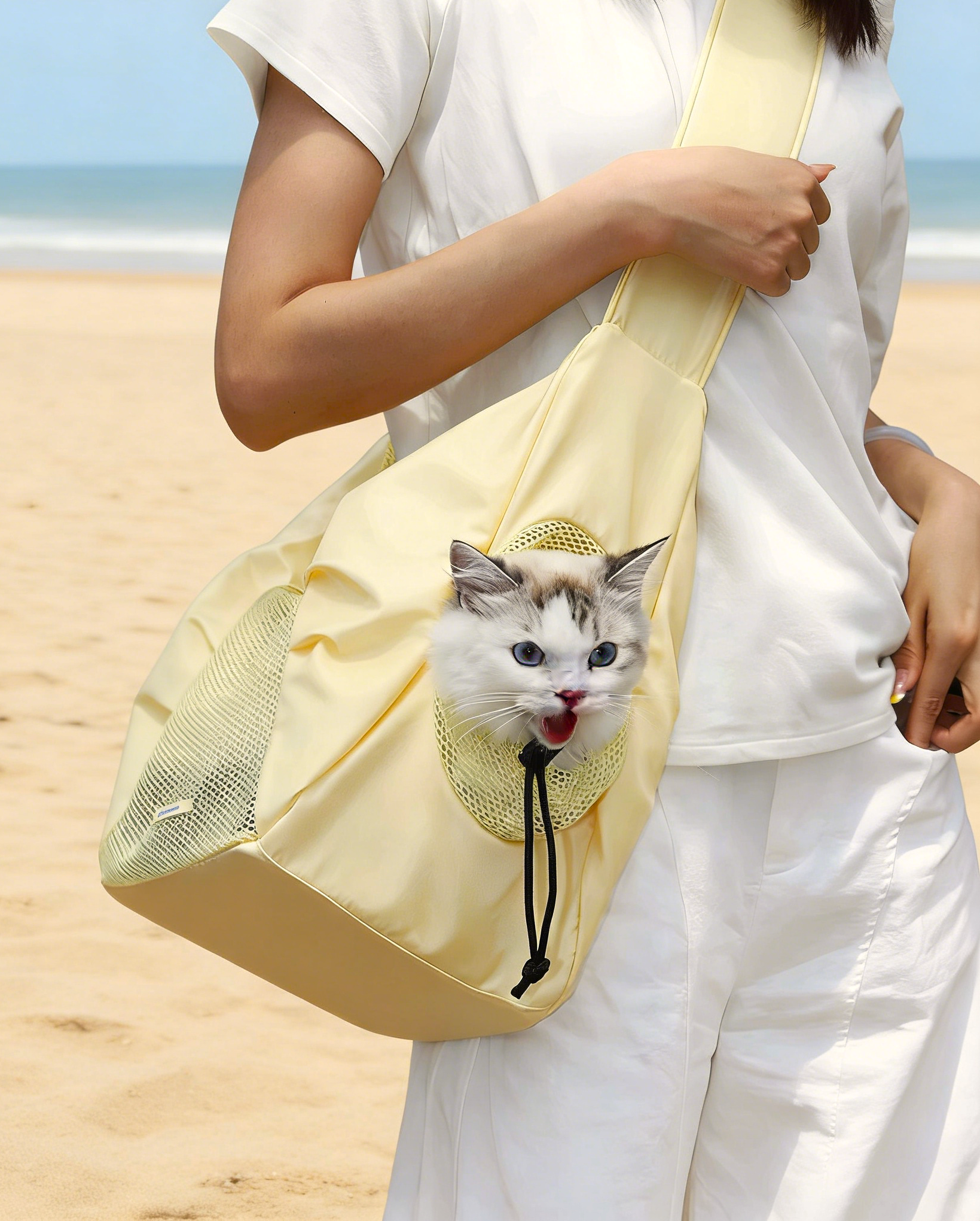 Breathable Mesh Sling Pet Carrier Soft Portable Dog Cat Bag for Outdoor Travel - MAISONKAIRON
